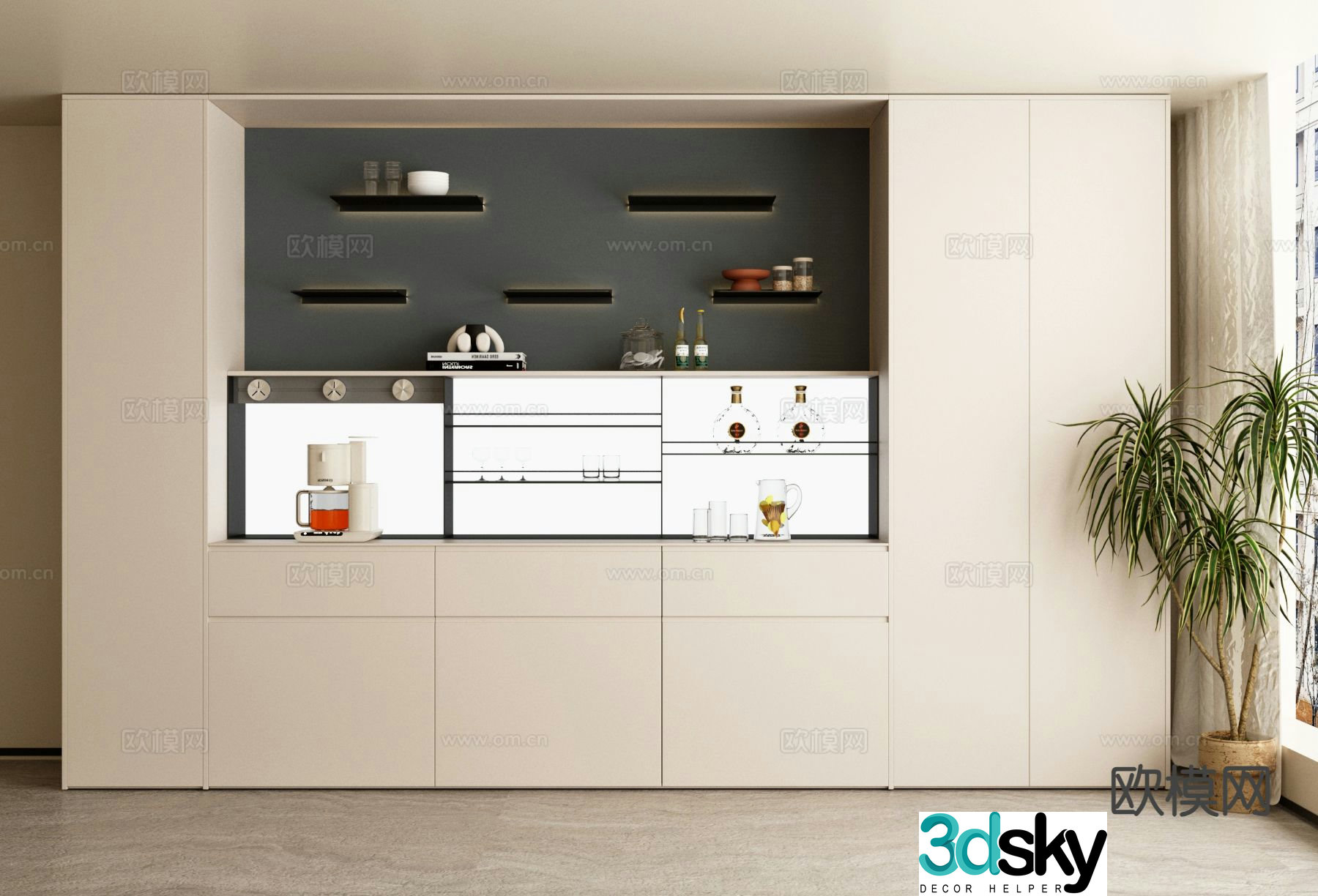 Modern wine cabinet sideboard 3d model