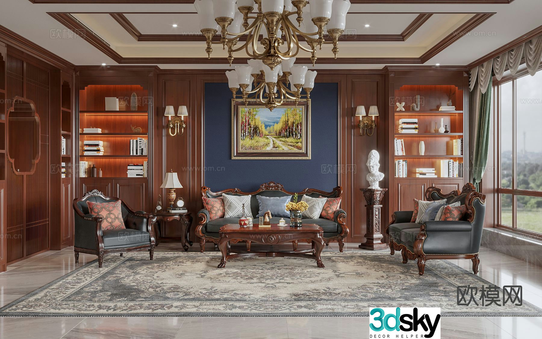 American living room 3d model