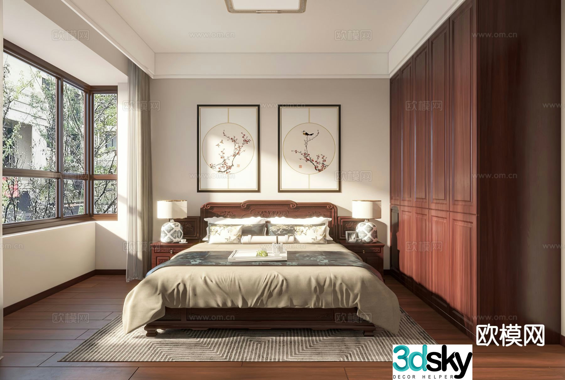 Chinese style bedroom master bedroom 3d model