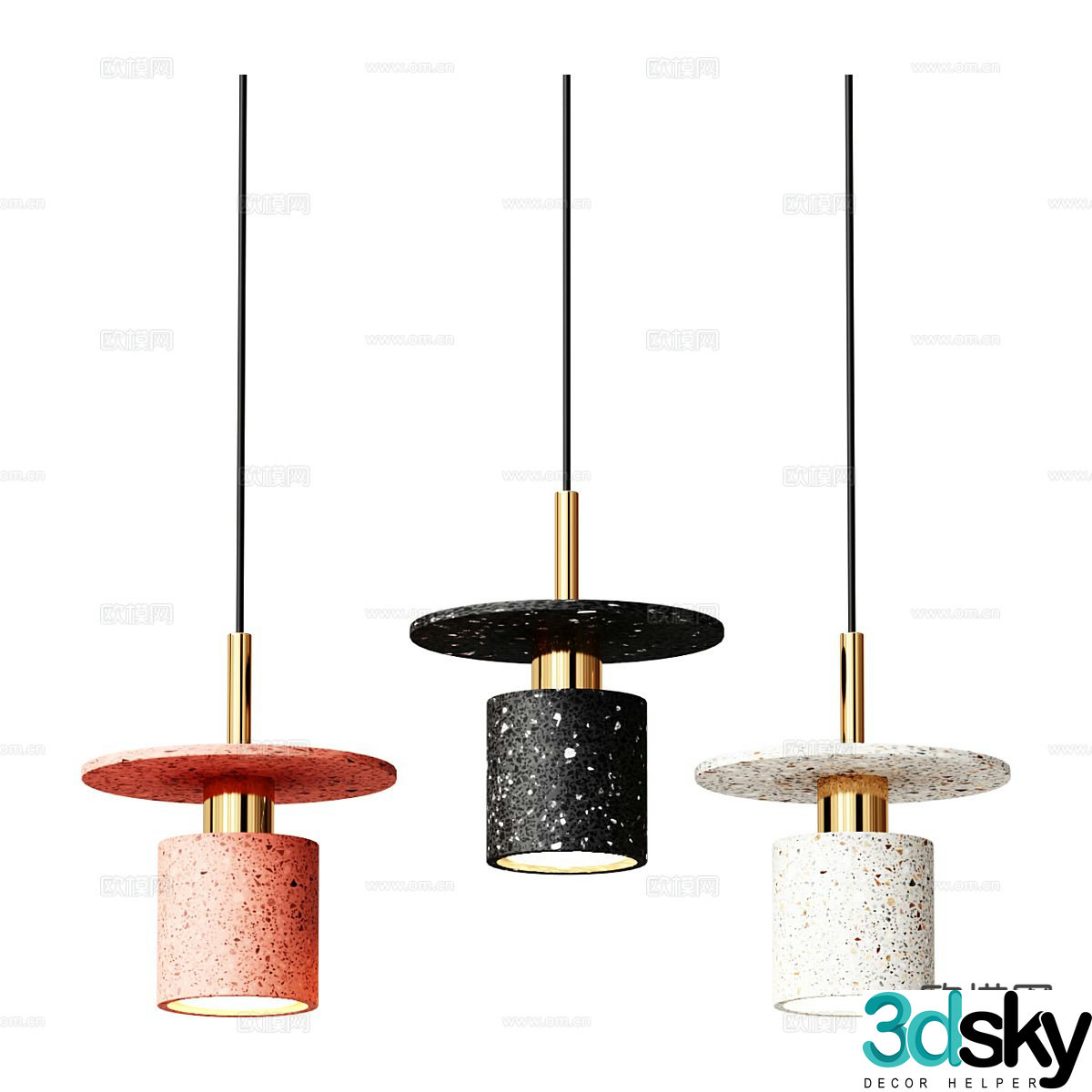Modern terrazzo chandelier 3d model