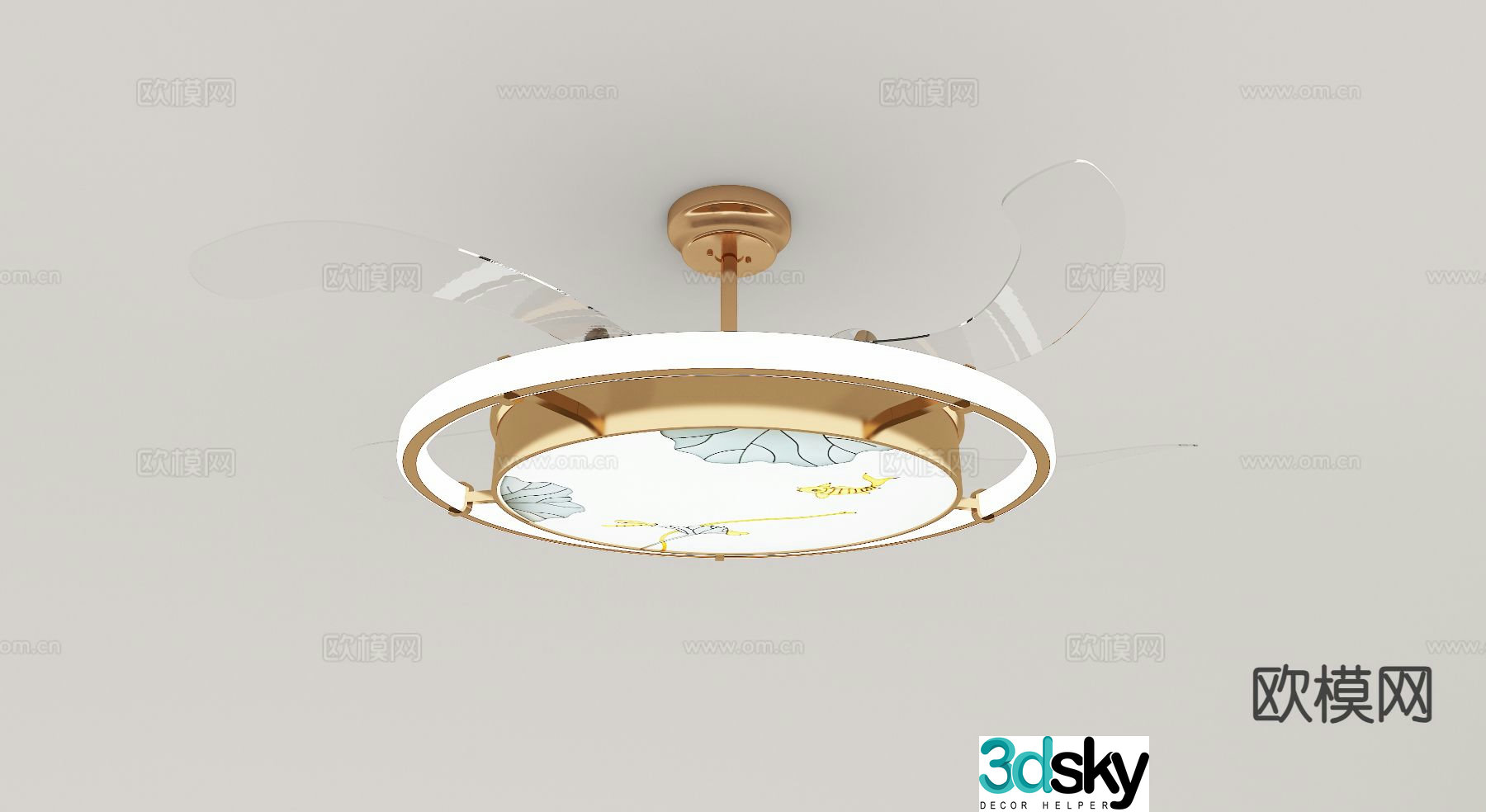 New Chinese style ceiling fan light fan light 3d model