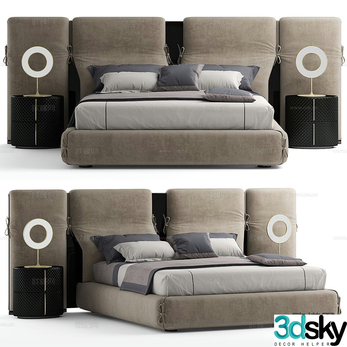 Modern double bed 3d model