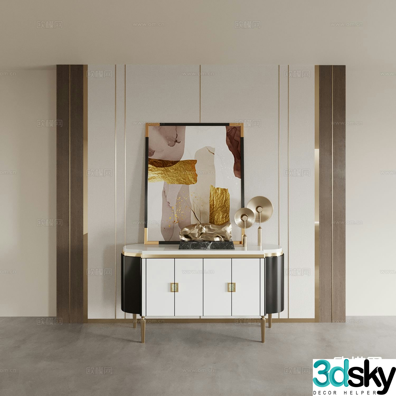 Light luxury entrance cabinet Duanjing cabinet 3D model