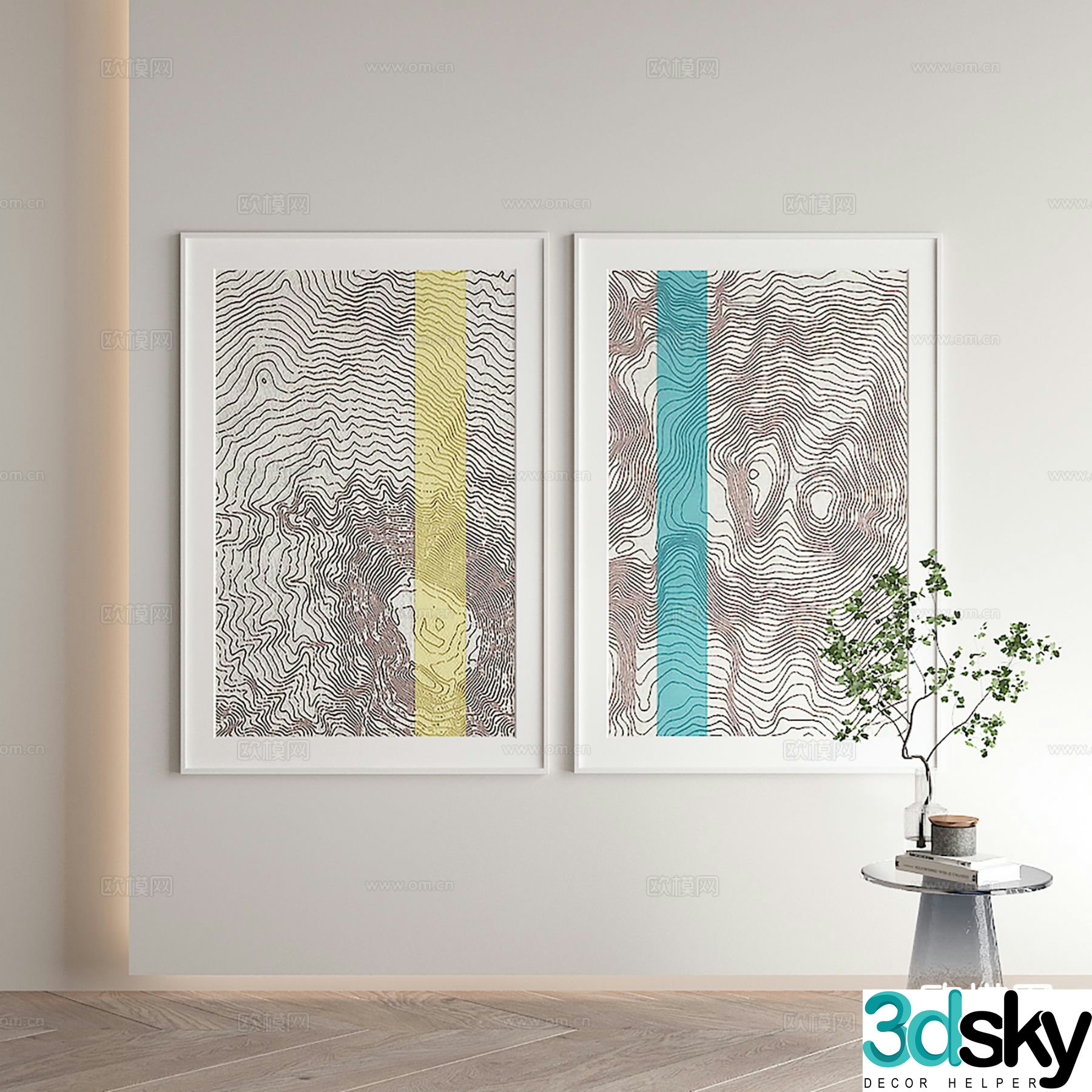 Modern art painting texture painting decorative painting 3d model