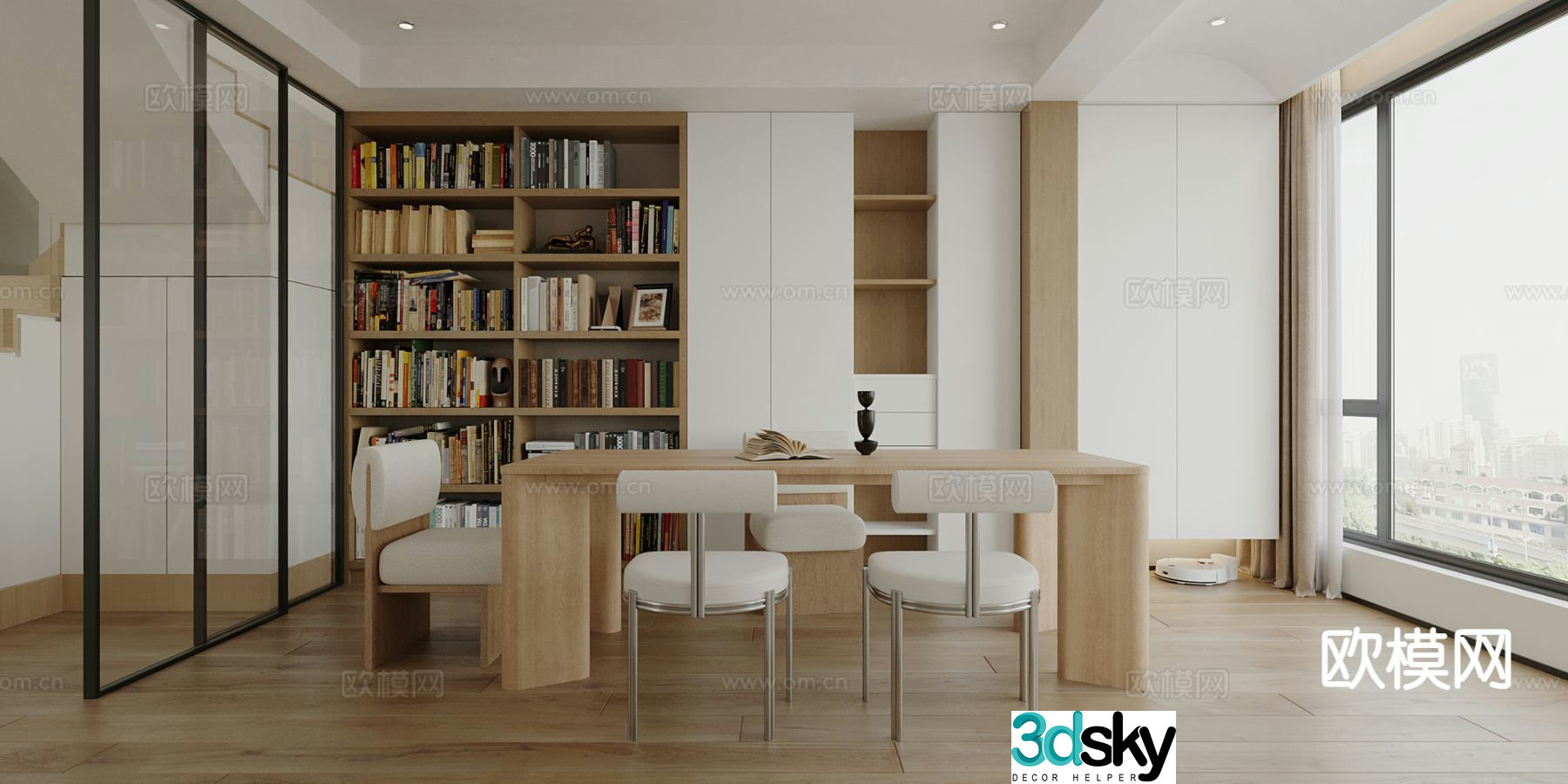 Modern study room 3d model