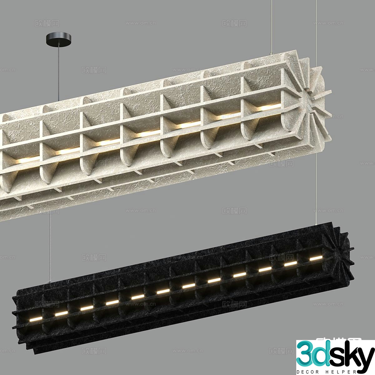 Industrial style chandelier long chandelier 3d model