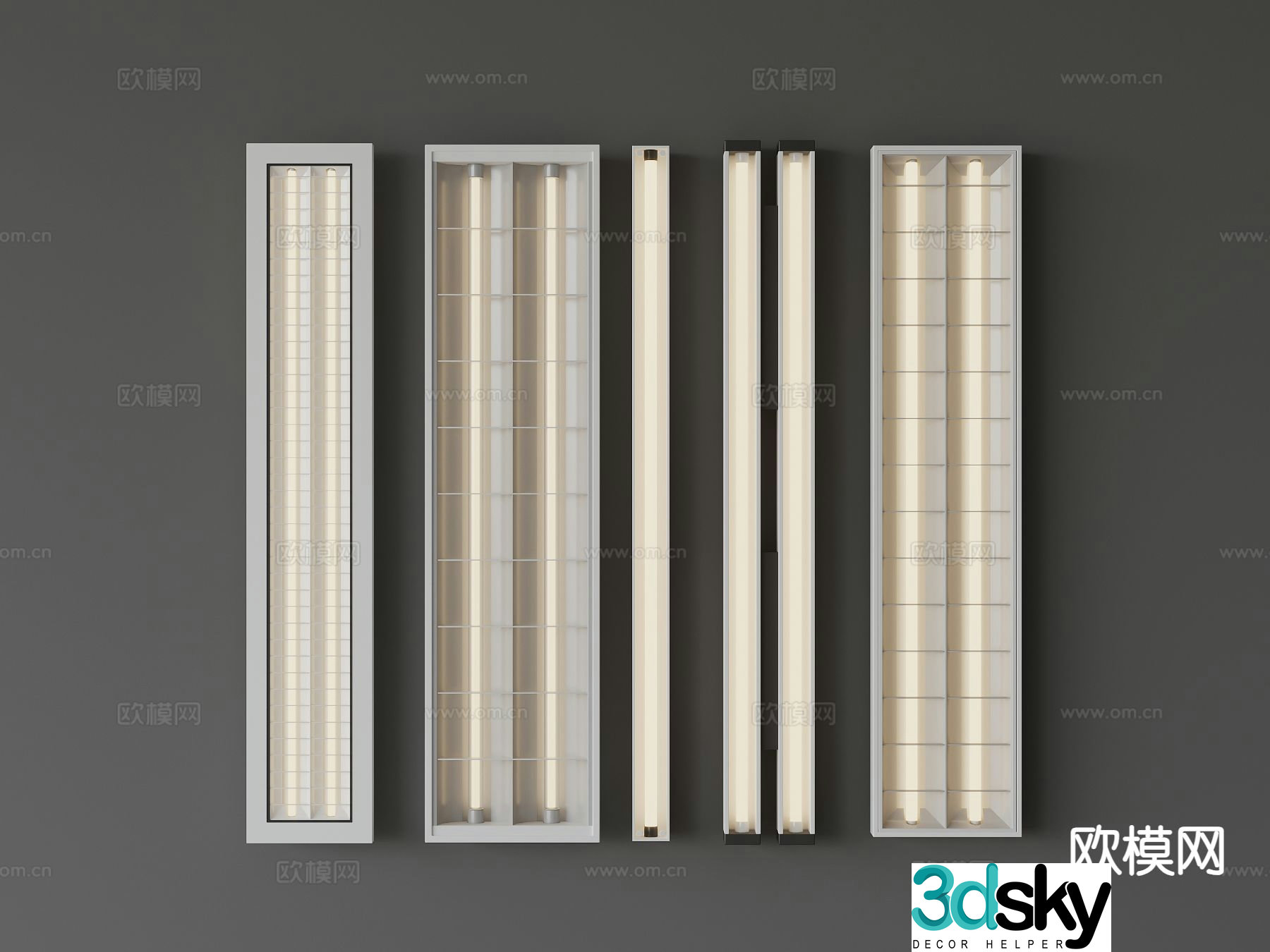 Office lamp grille lamp strip lamp 3d model