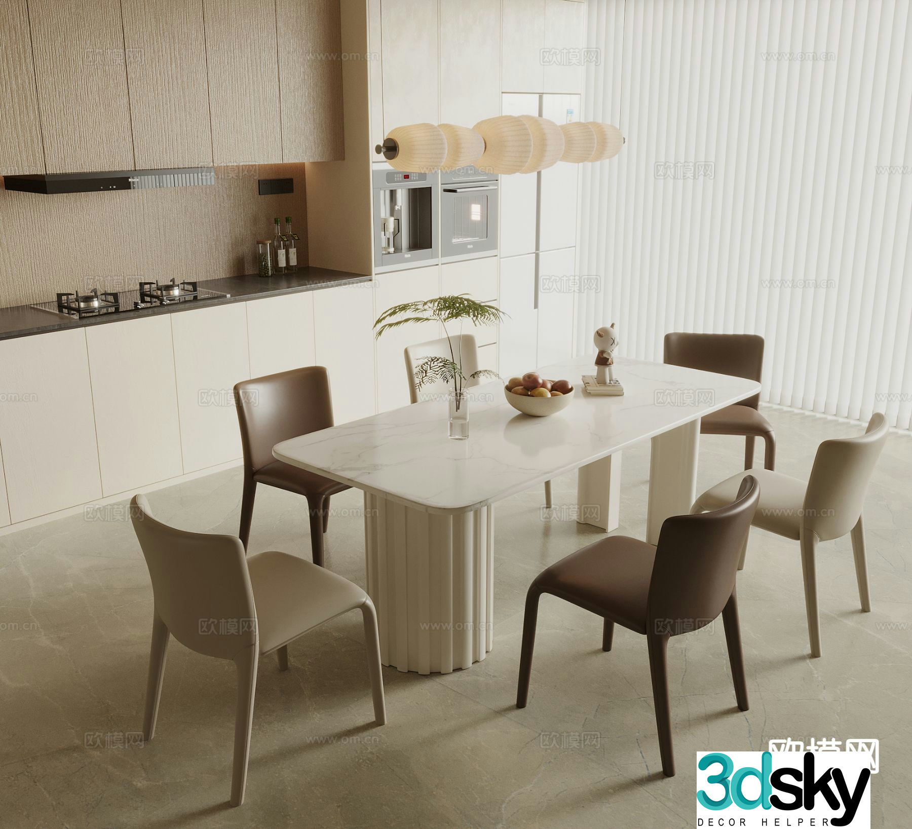 Cream style restaurant 3d model