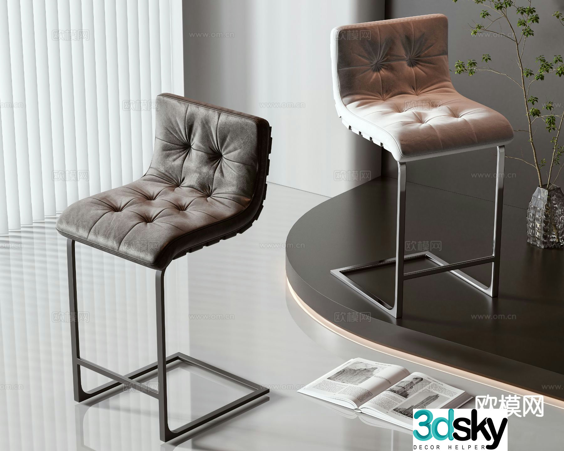 Modern bar stool 3d model