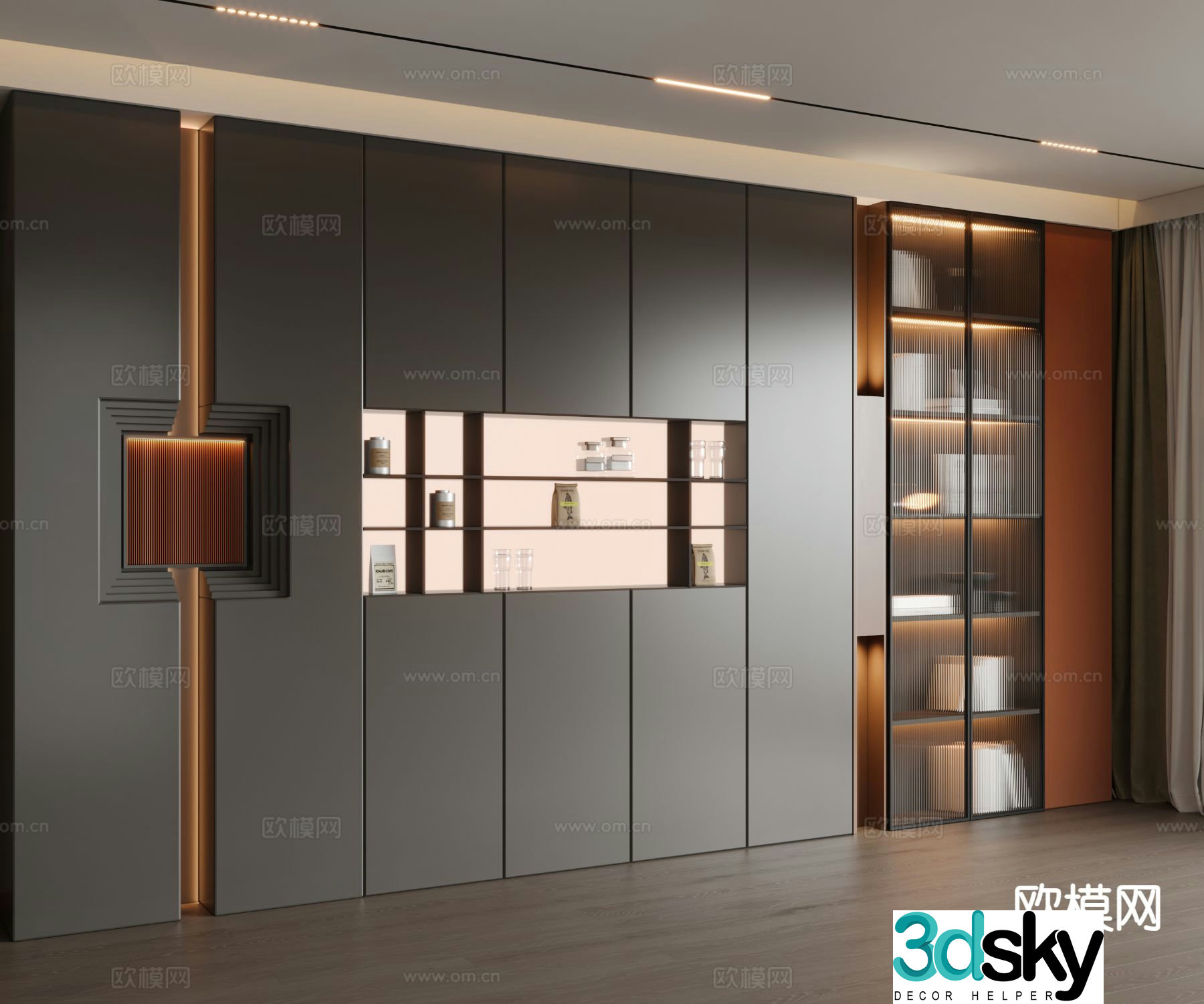 Modern decorative cabinet shelf 3d model