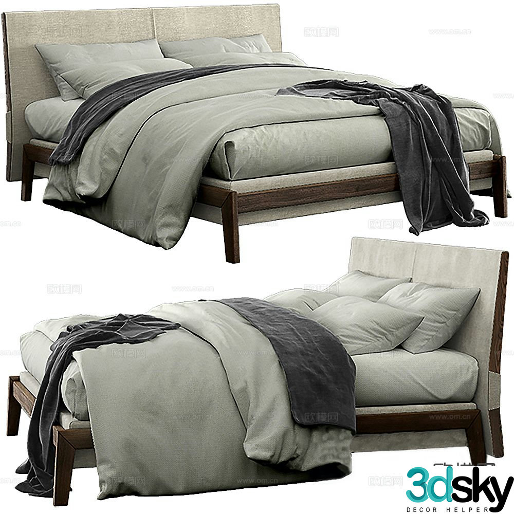 Modern double bed 3d model