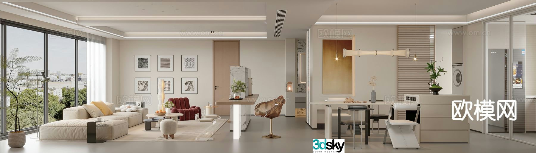 Modern guest restaurant 3d model