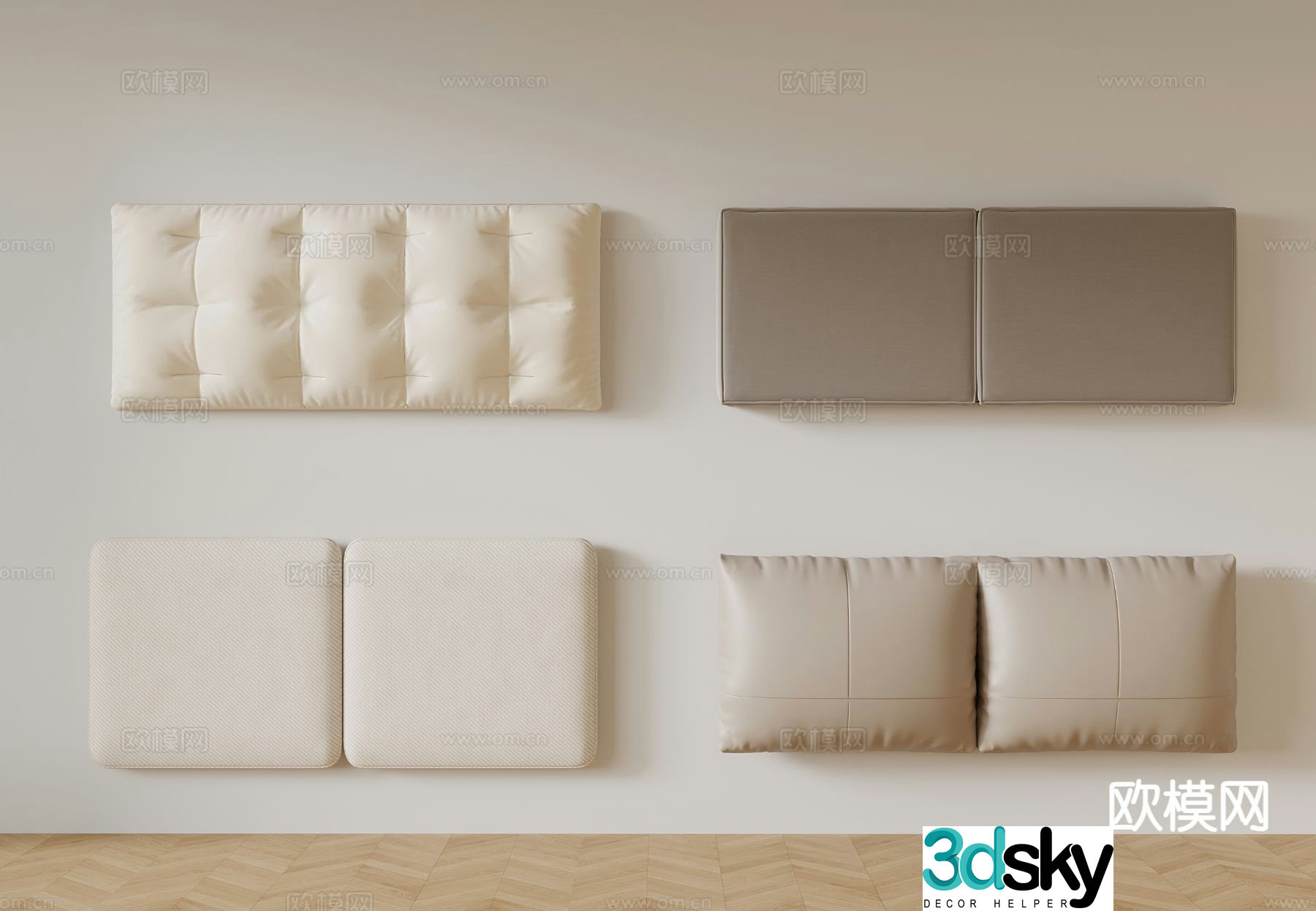 Cream style soft bag bed back 3d model