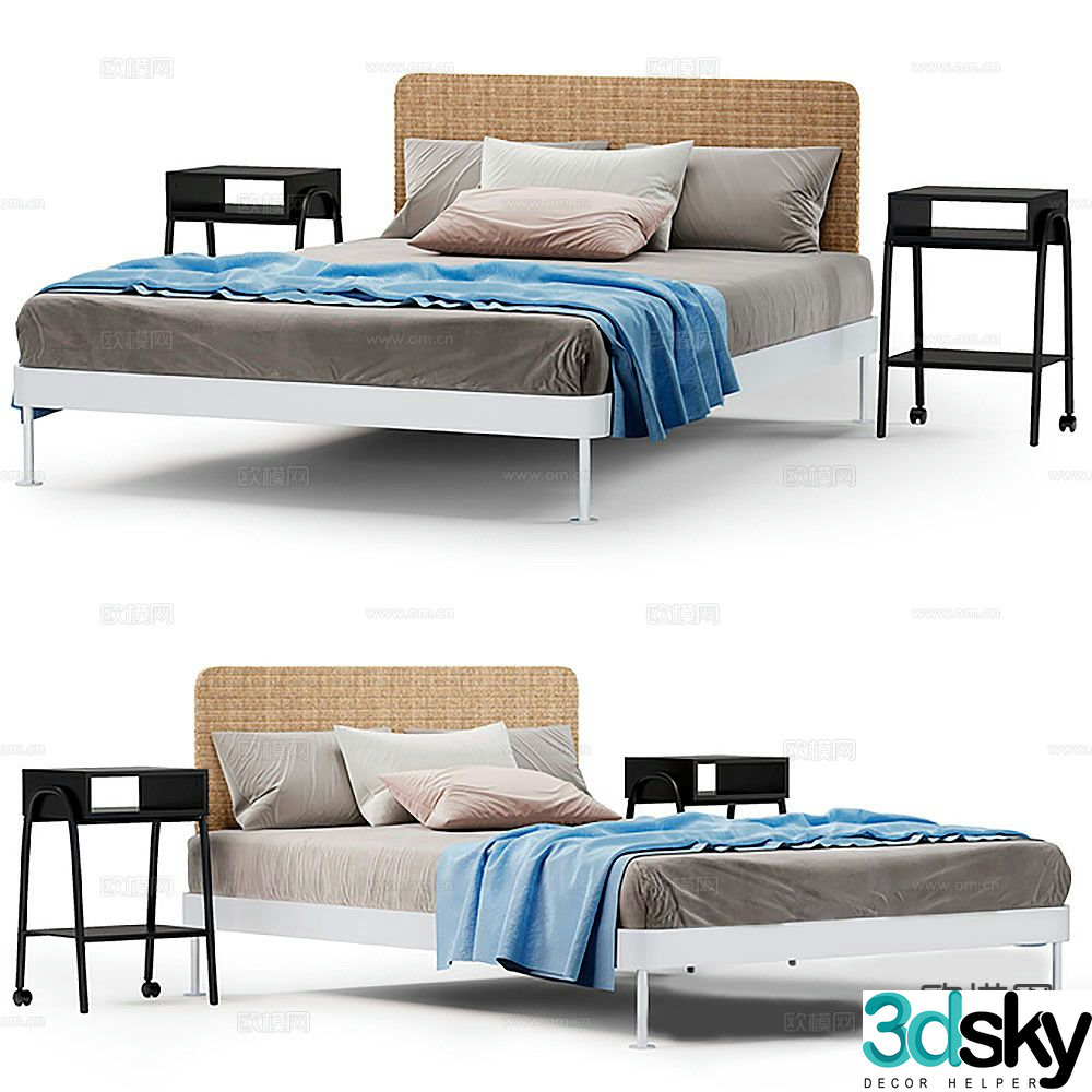Modern double bed 3d model