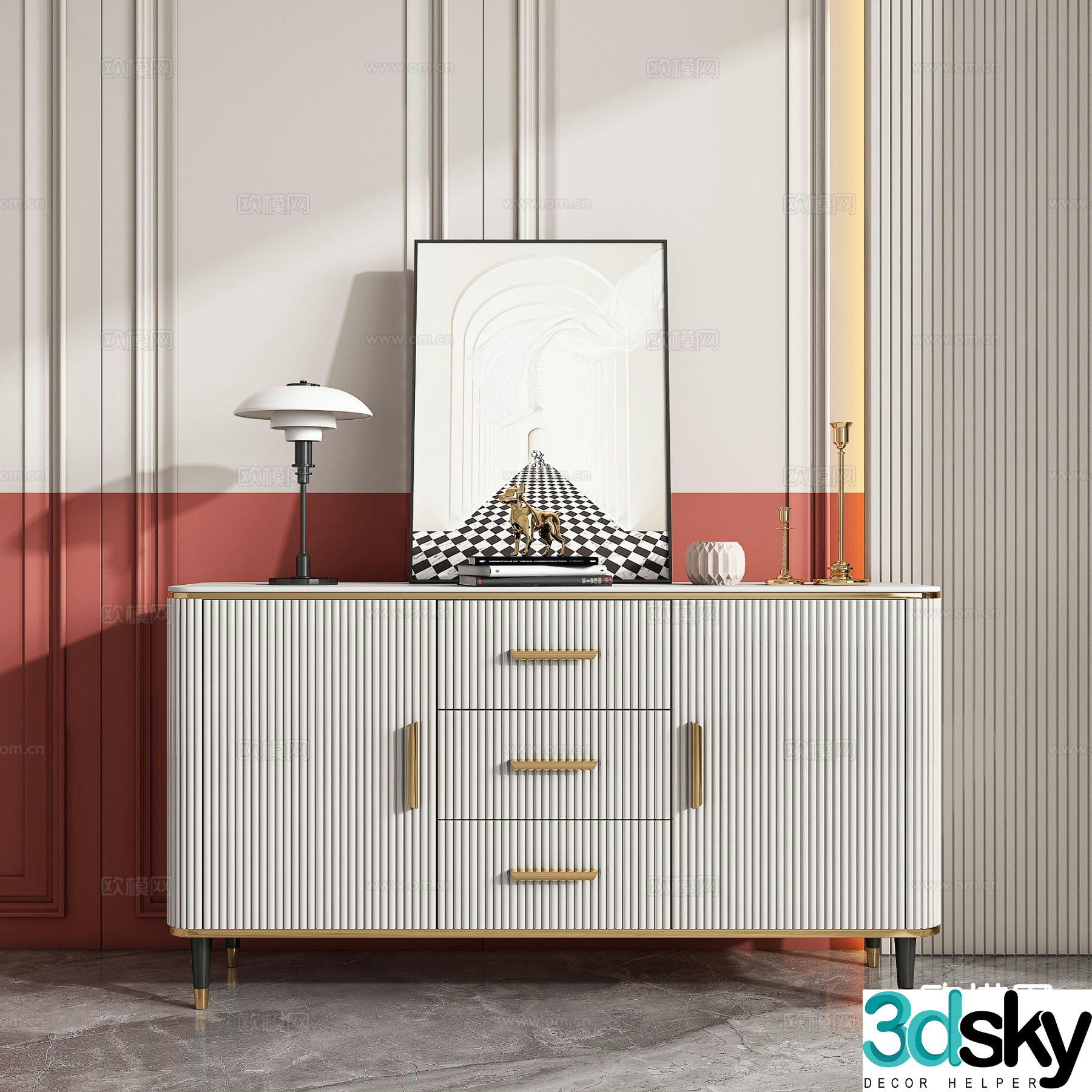 Modern chest of drawers side cabinet 3d model