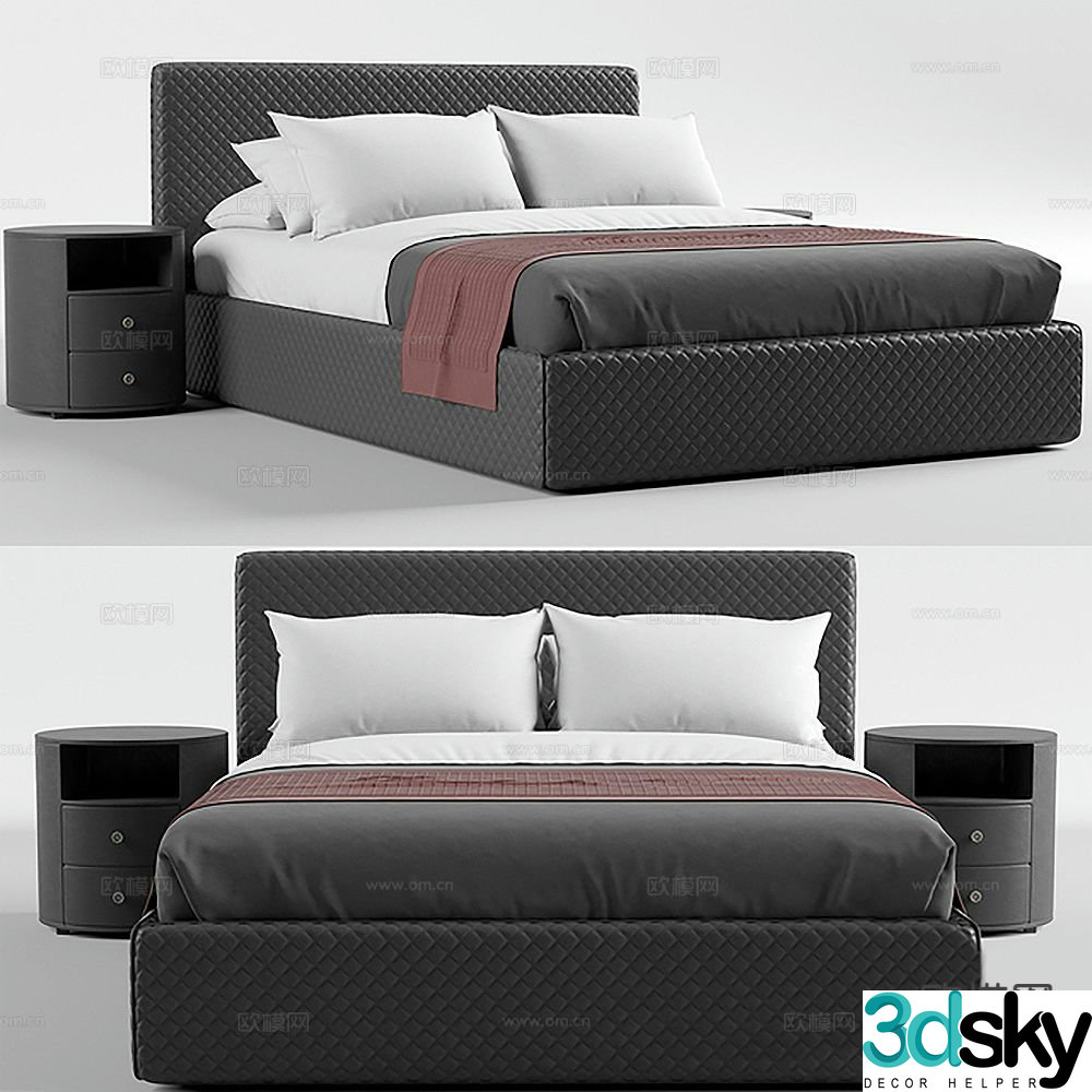 Modern double bed 3d model