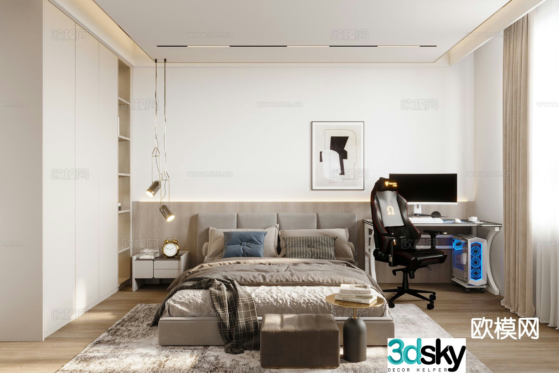 Modern bedroom master bedroom 3d model