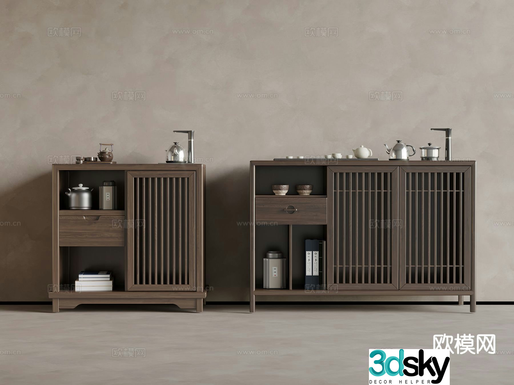 New Chinese style tea cabinet 3d model