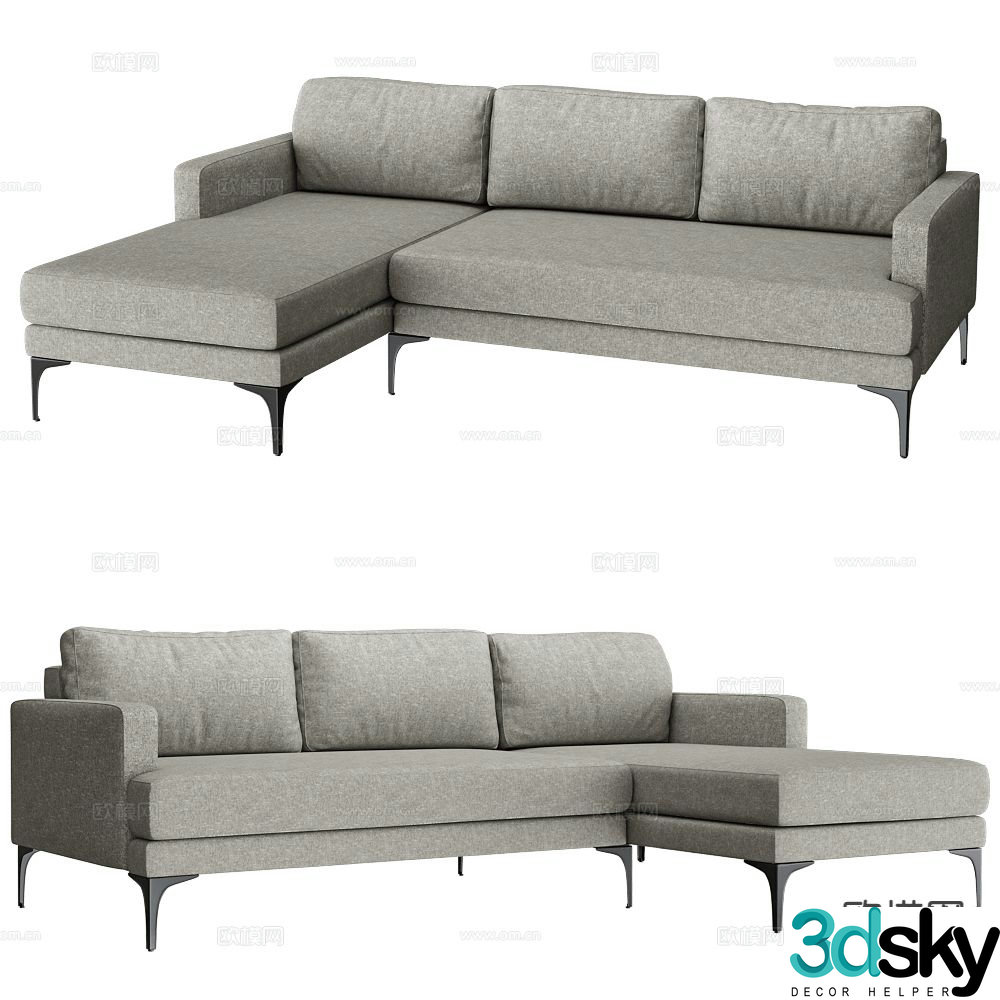 Partisan corner sofa multi-seat sofa 3d model