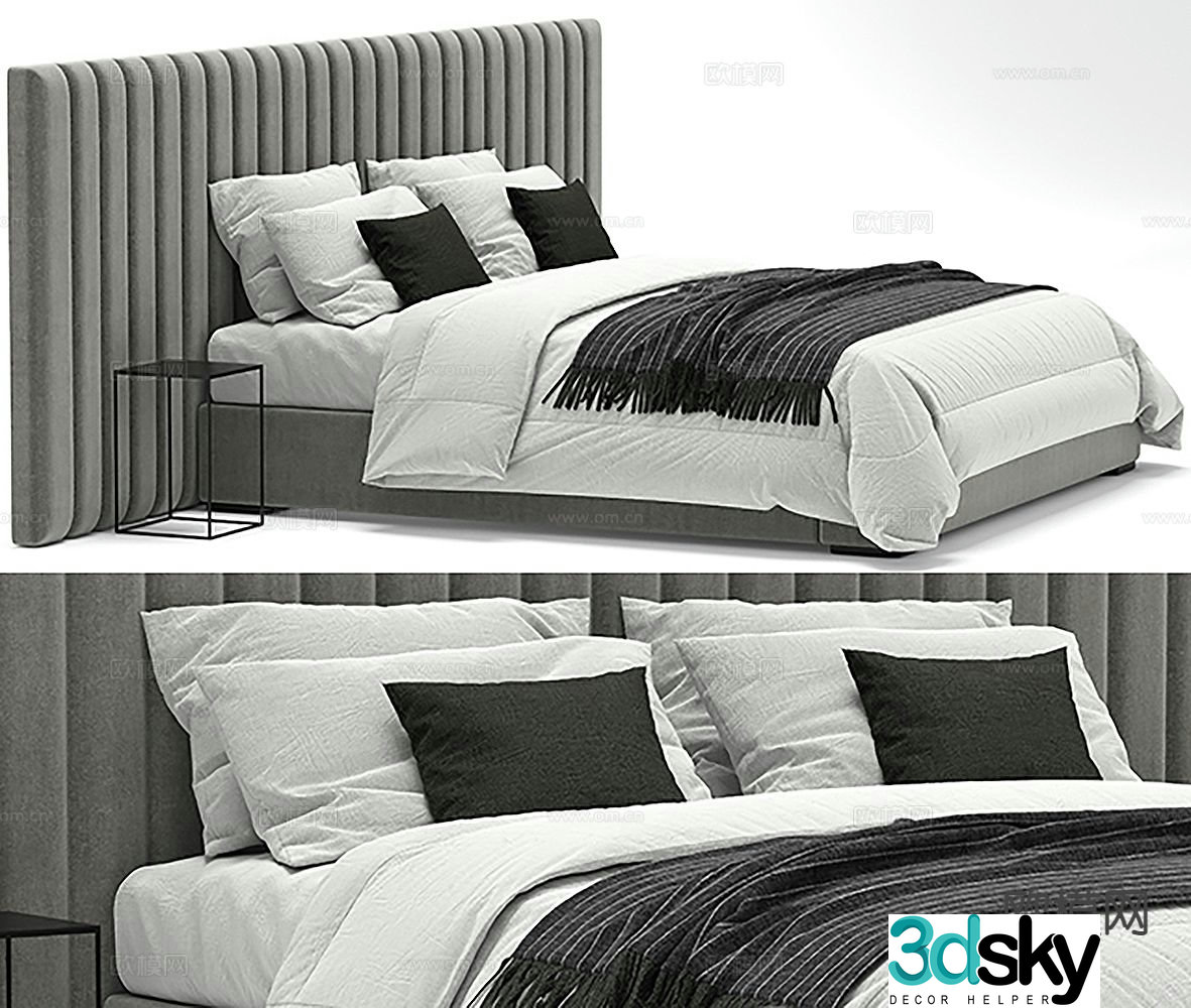 Modern double bed 3d model