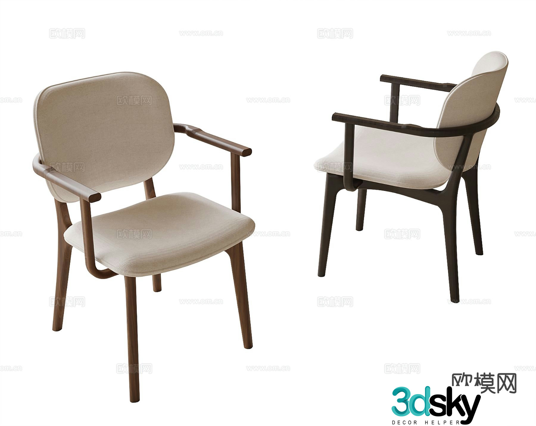 Modern dining chair single chair 3d model