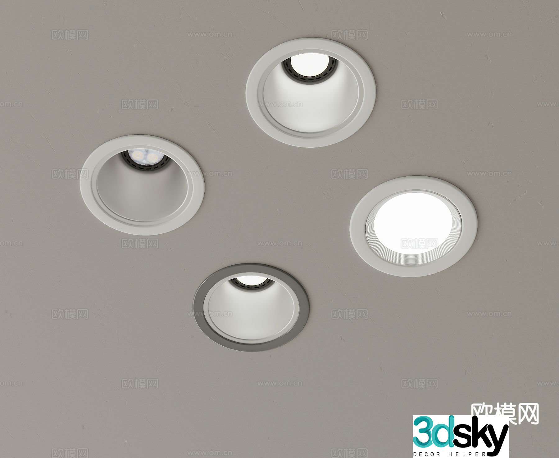 Surface-mounted downlight recessed spotlight magnetic light 3D model