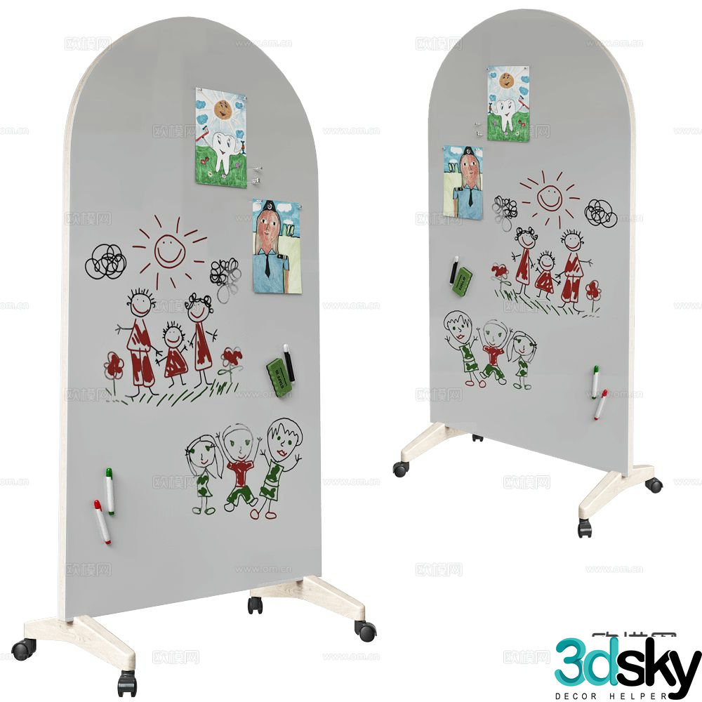 ASKELL mobile blackboard whiteboard display board 3D model