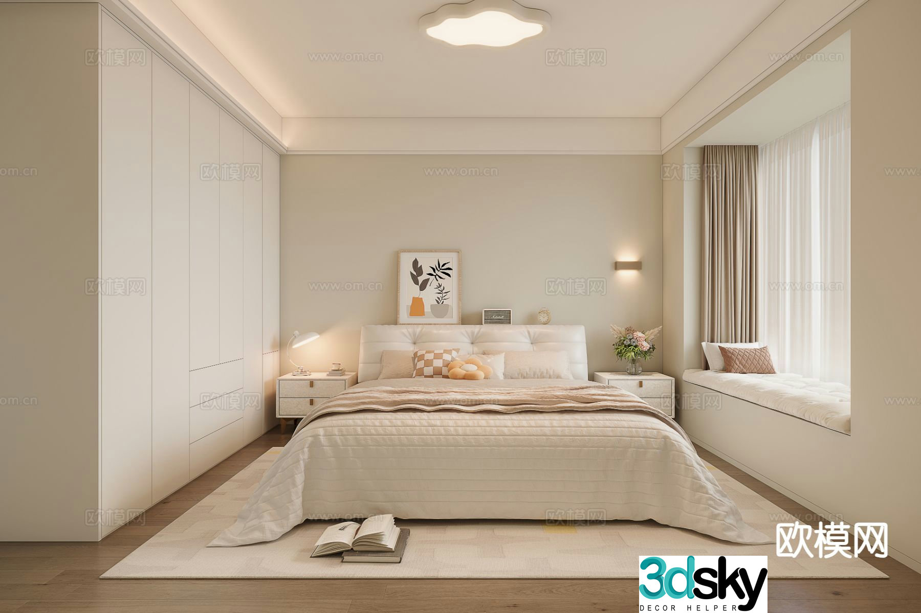 Cream style bedroom master bedroom 3d model