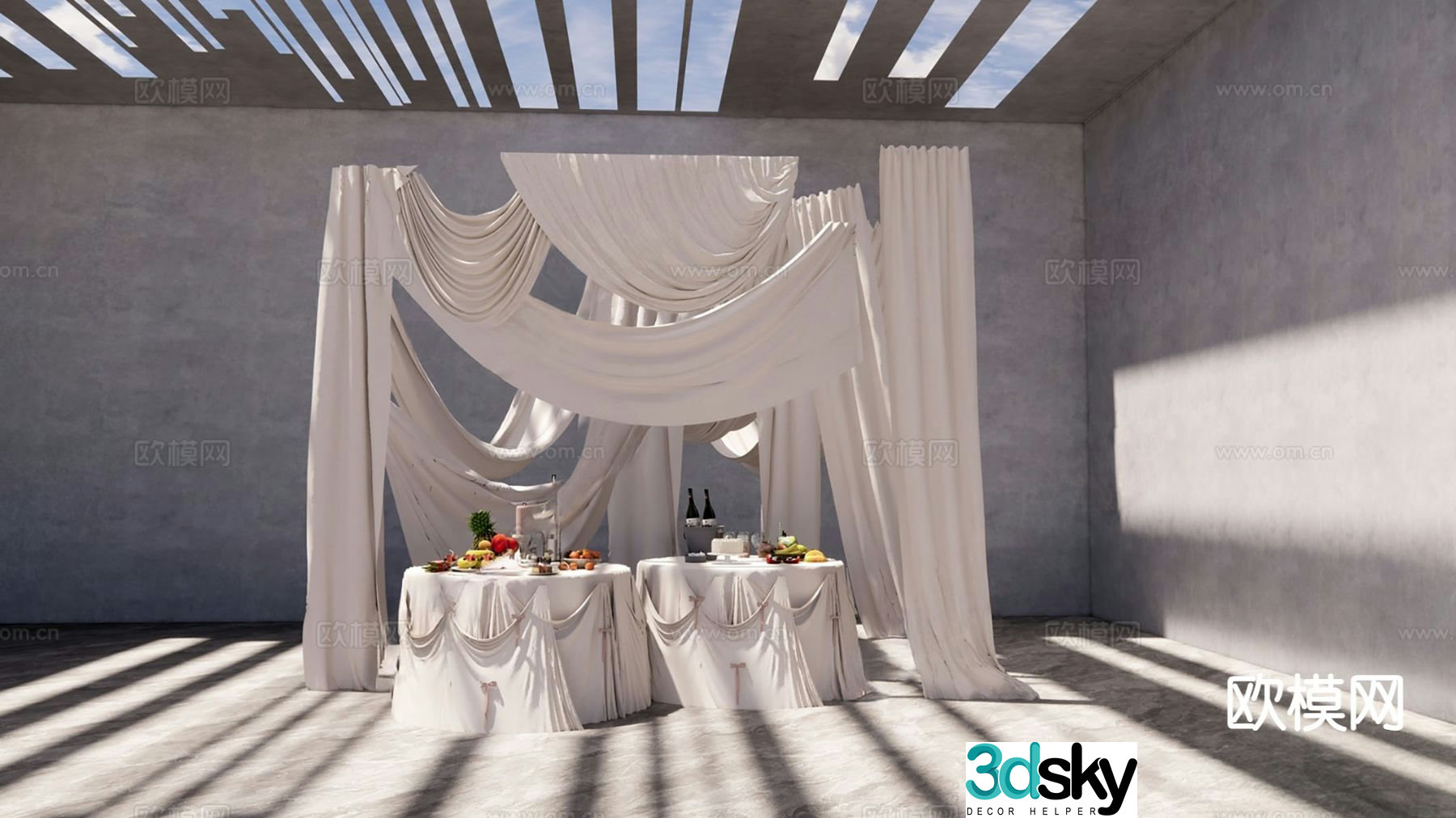 banquet table dining table 3d model