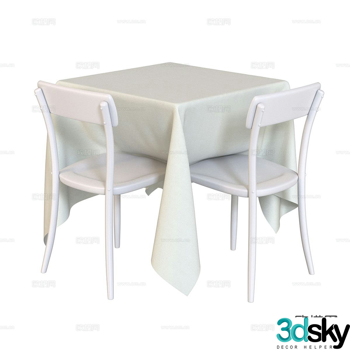 Modern dining table and chairs 3d model