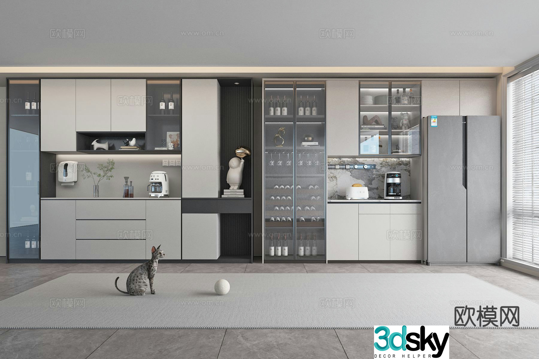 Modern wine cabinet sideboard 3d model