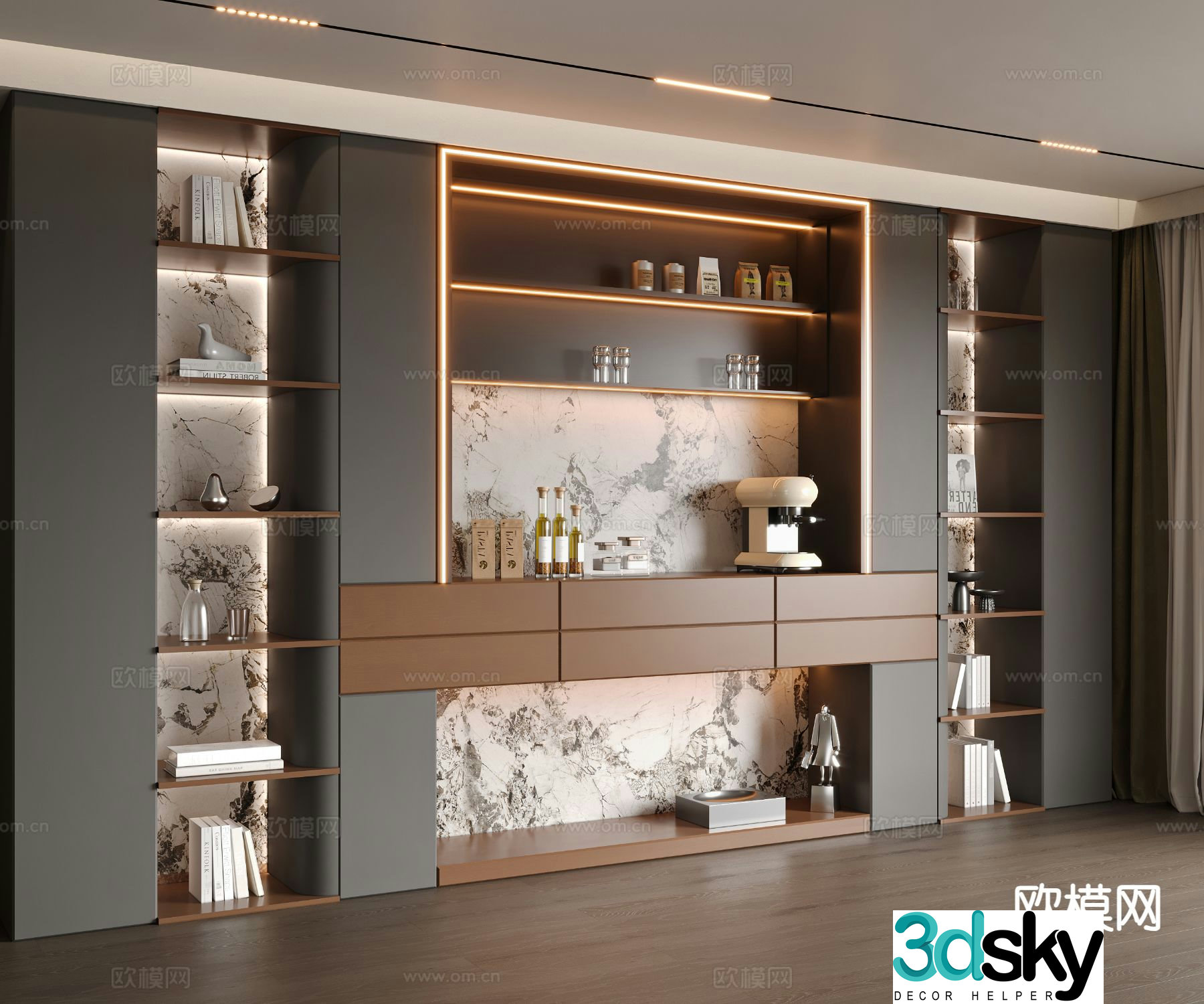 Modern wine cabinet sideboard 3d model