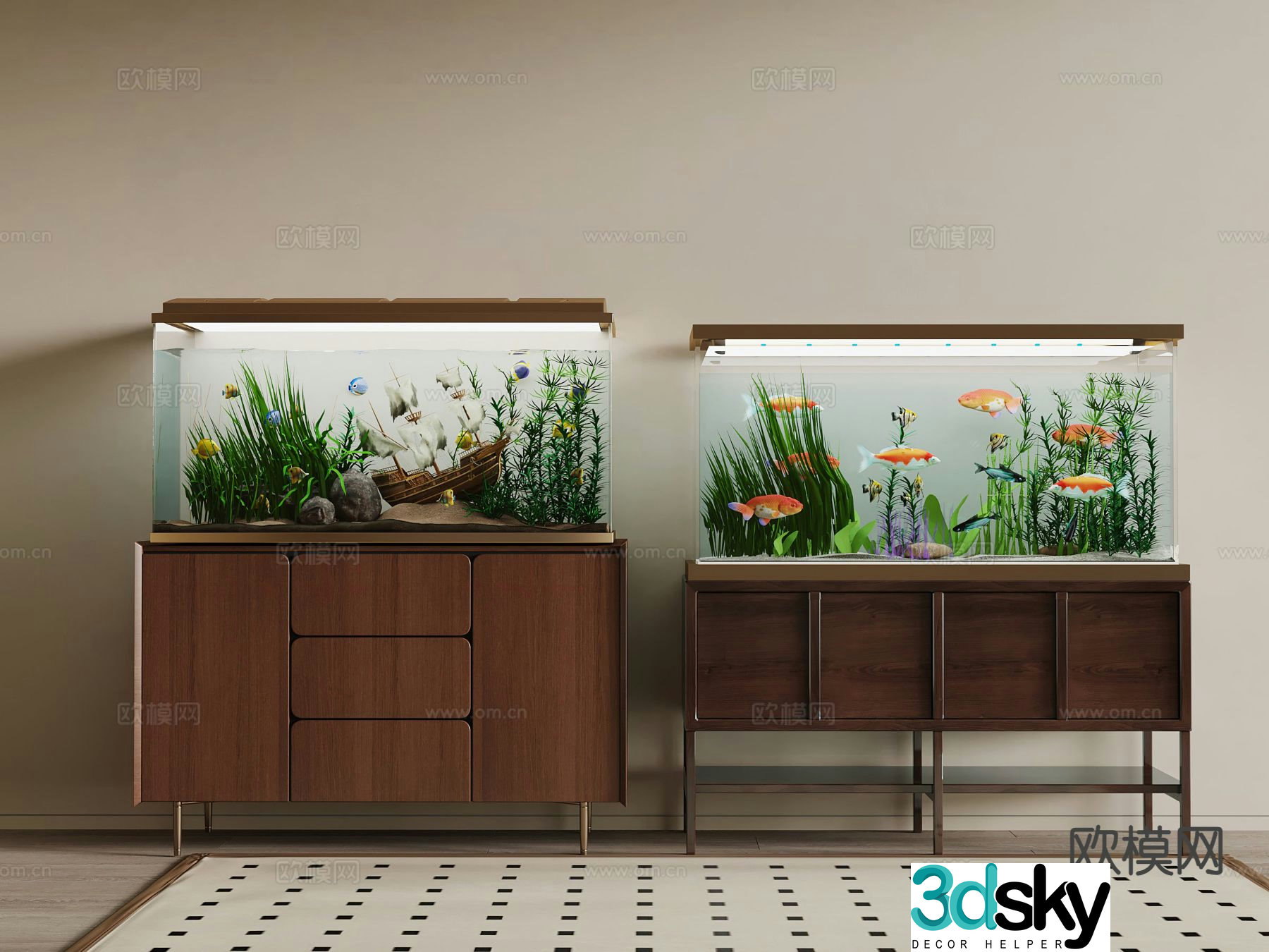 Medieval style fish tank aquarium 3d model