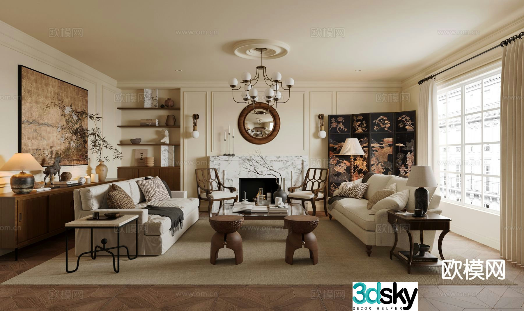 Medieval style living room 3D model