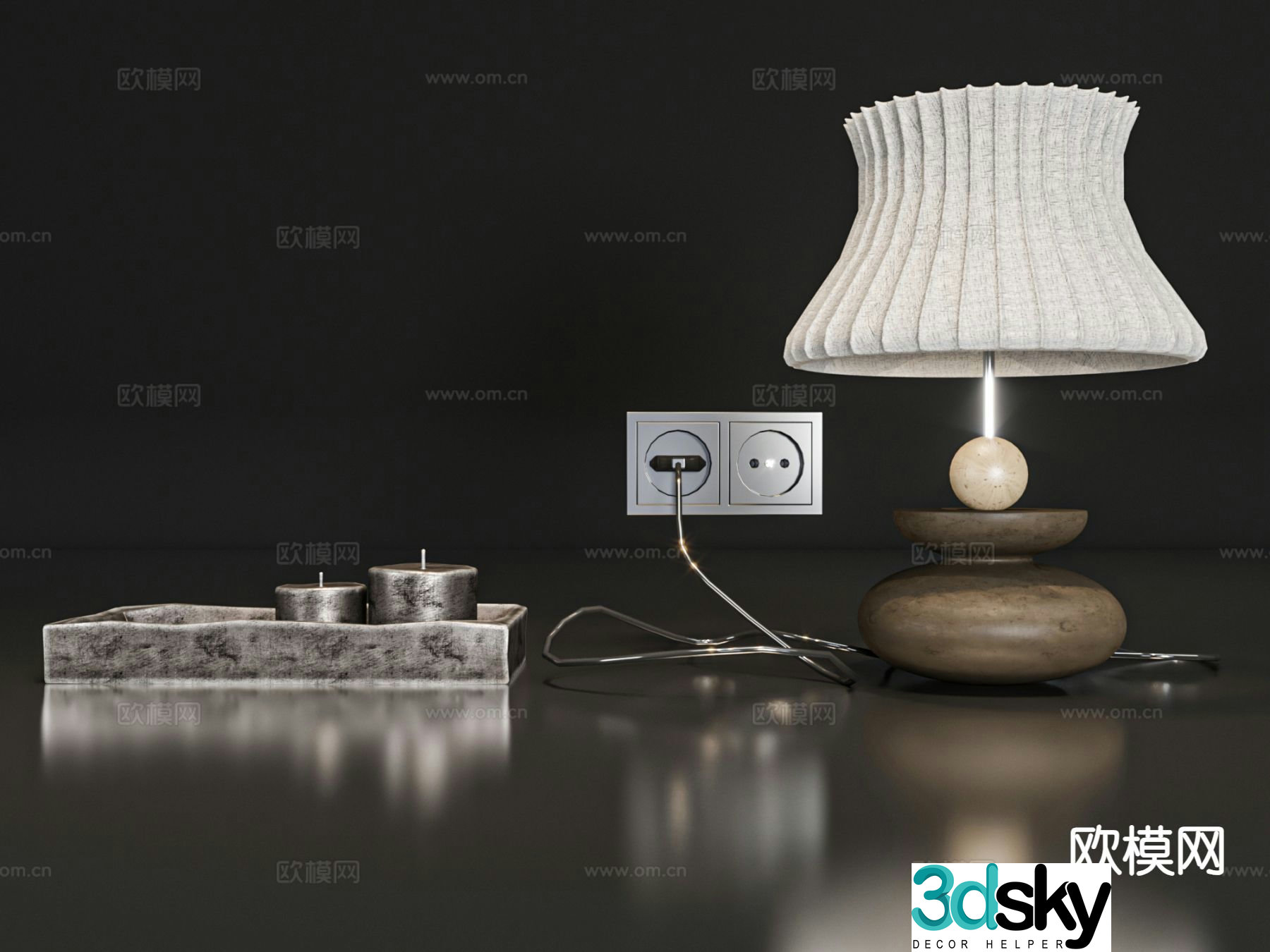 Modern decorations desktop accessories desk lamp socket 3d model
