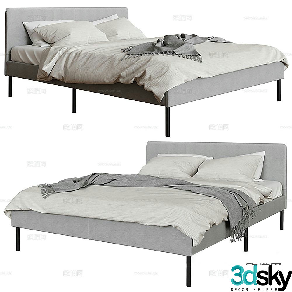 Modern double bed 3d model