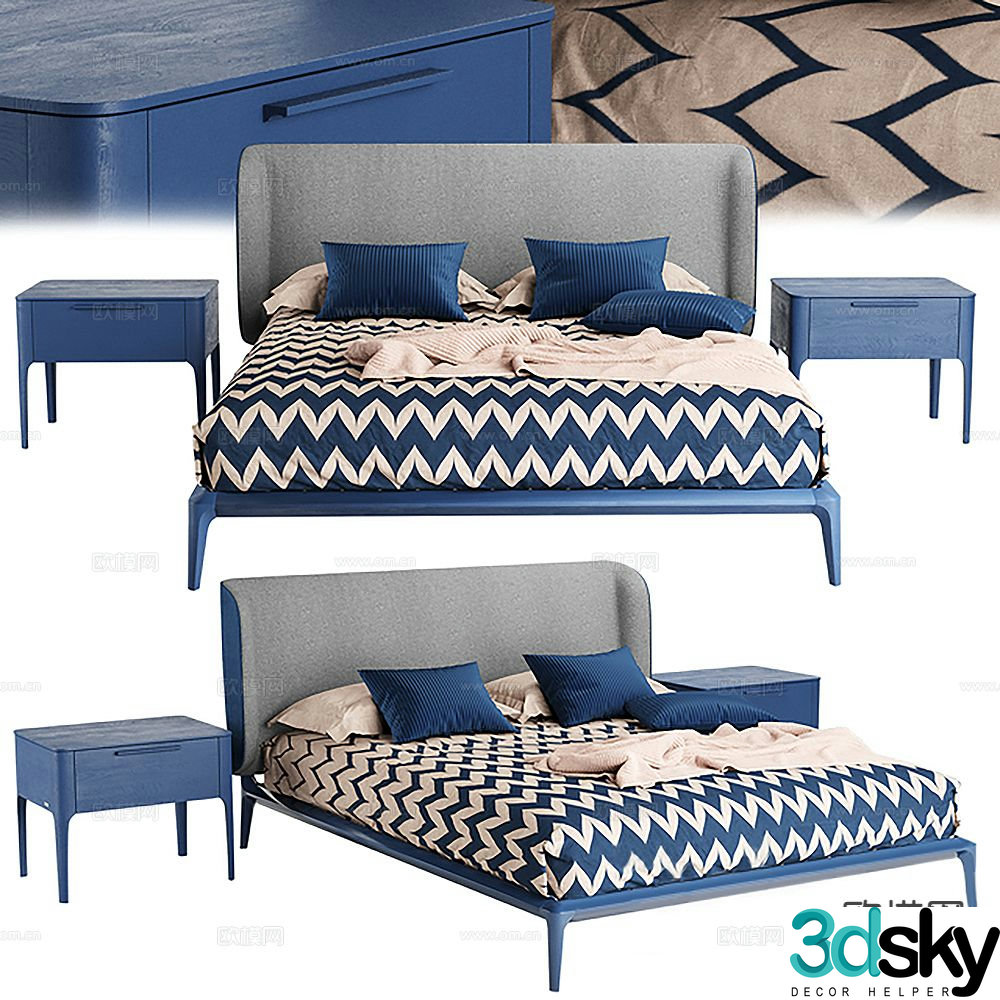 Modern double bed 3d model