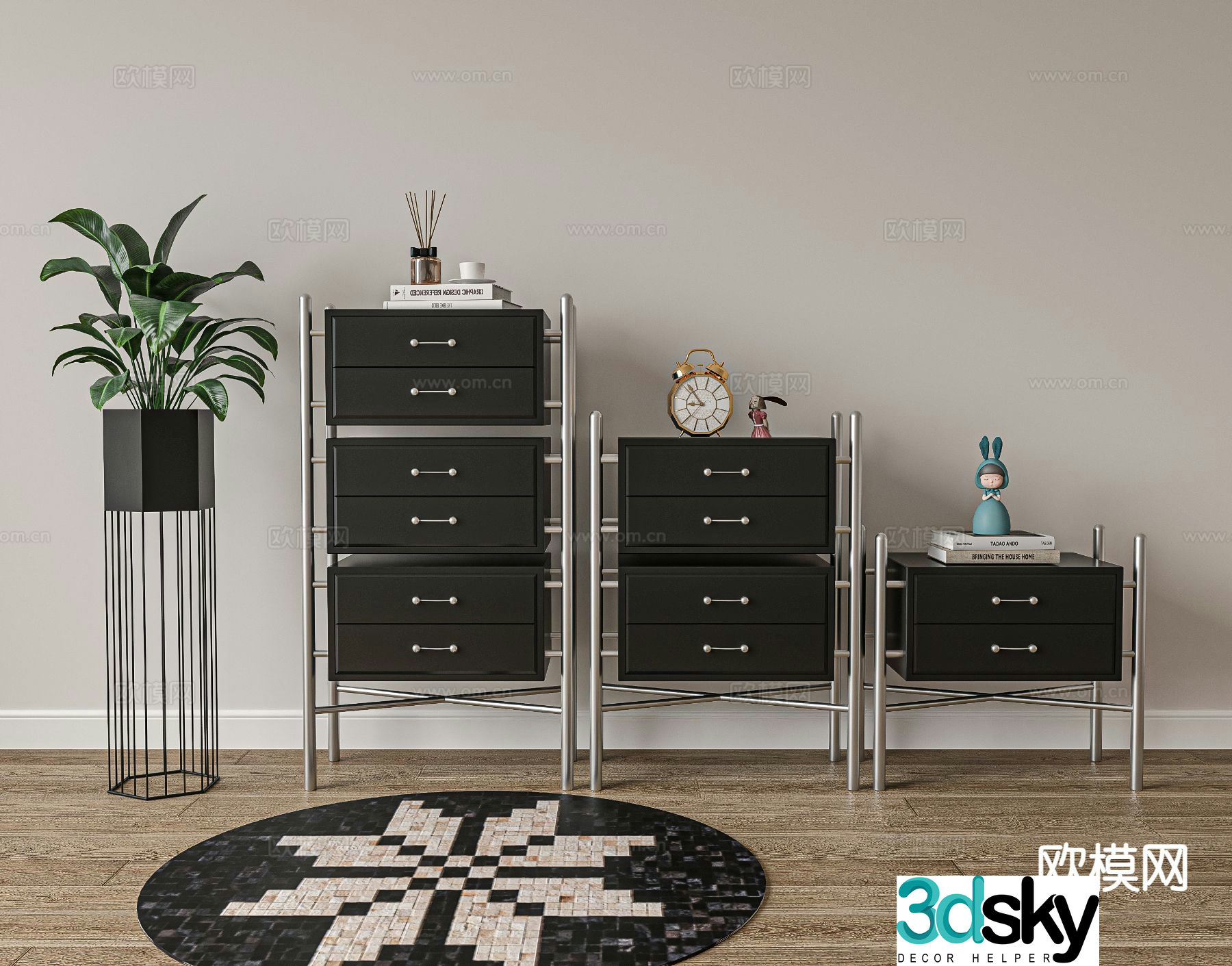 Modern chest of drawers side cabinet 3d model