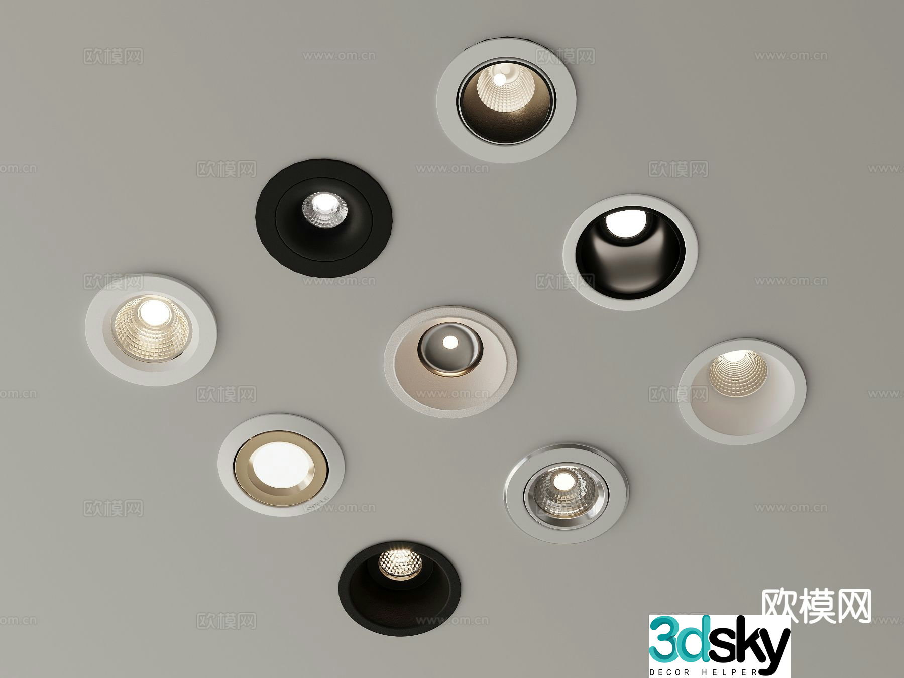 Surface-mounted downlight recessed spotlight magnetic light 3D model