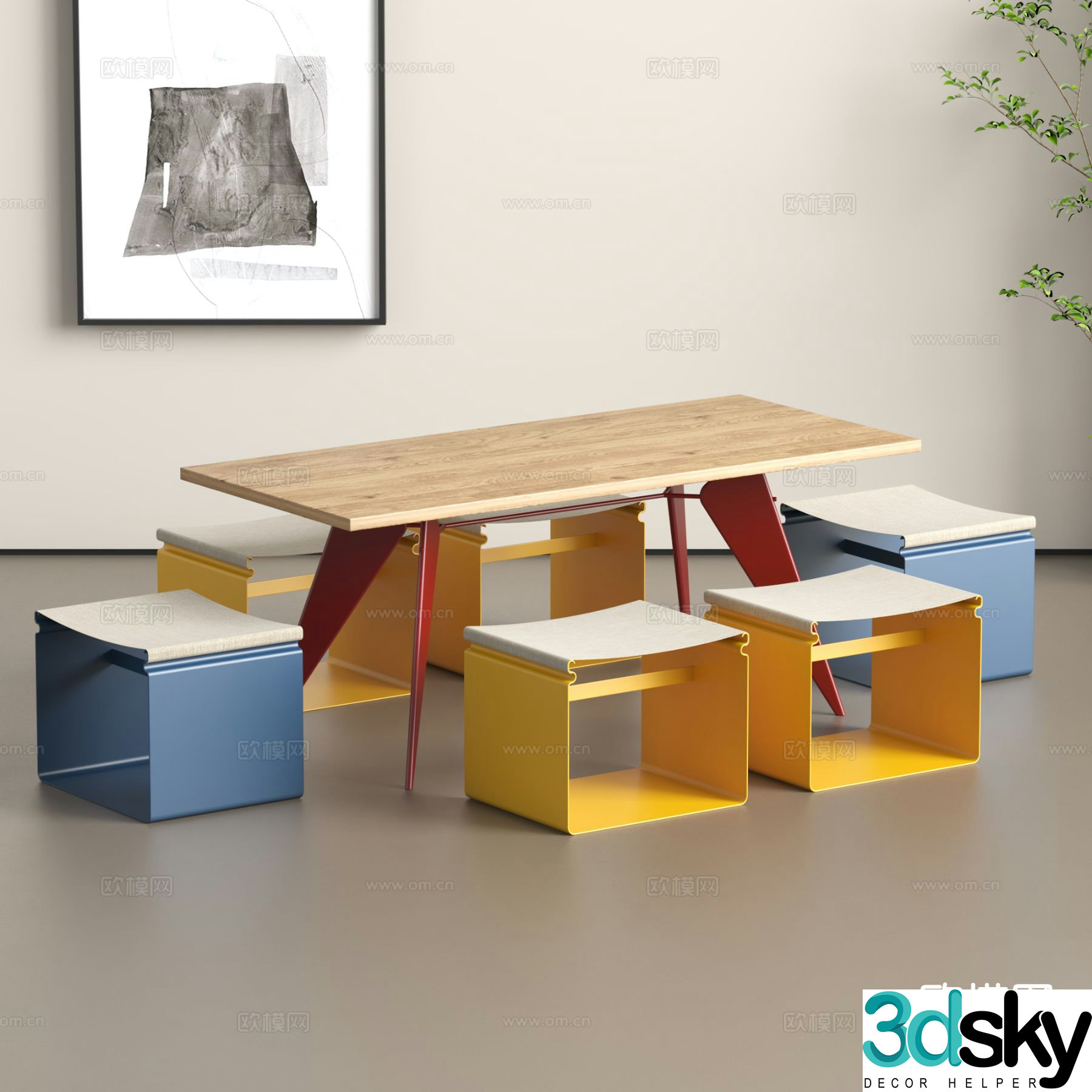 Modern cultural and creative tables and chairs children’s tables and chairs 3D model