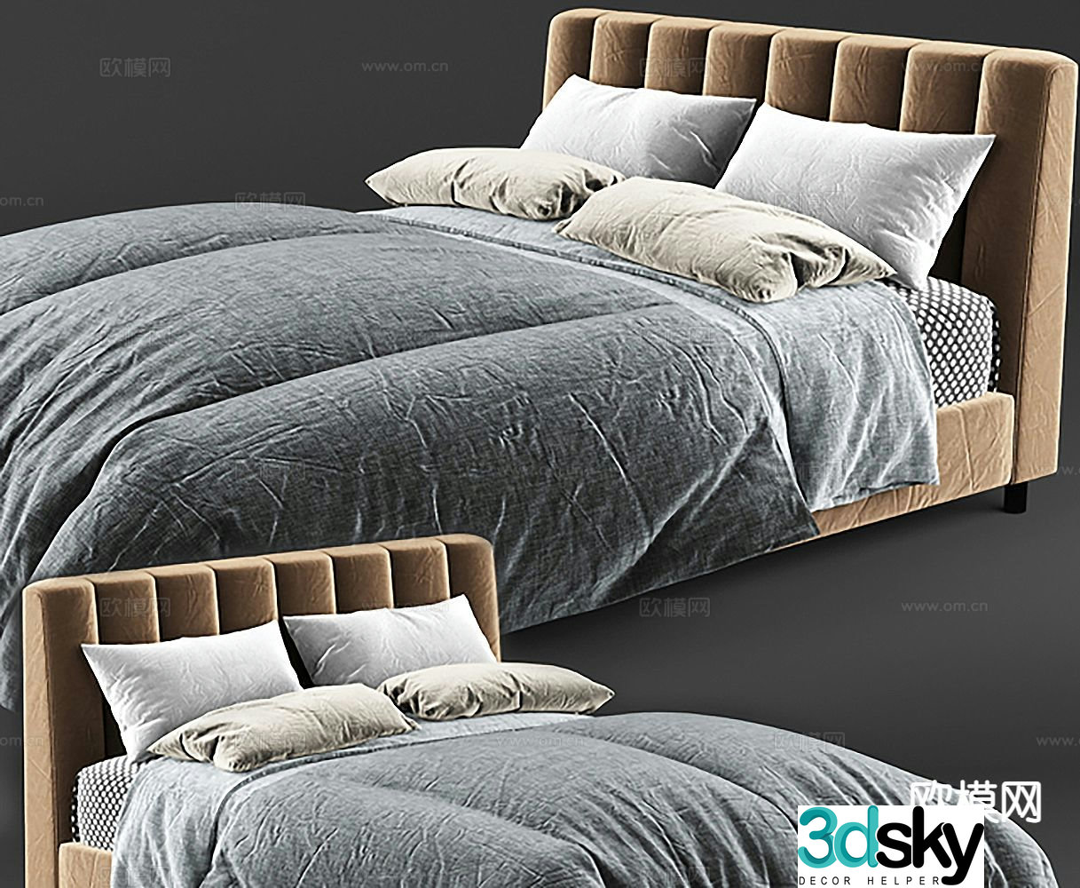 Modern double bed 3d model