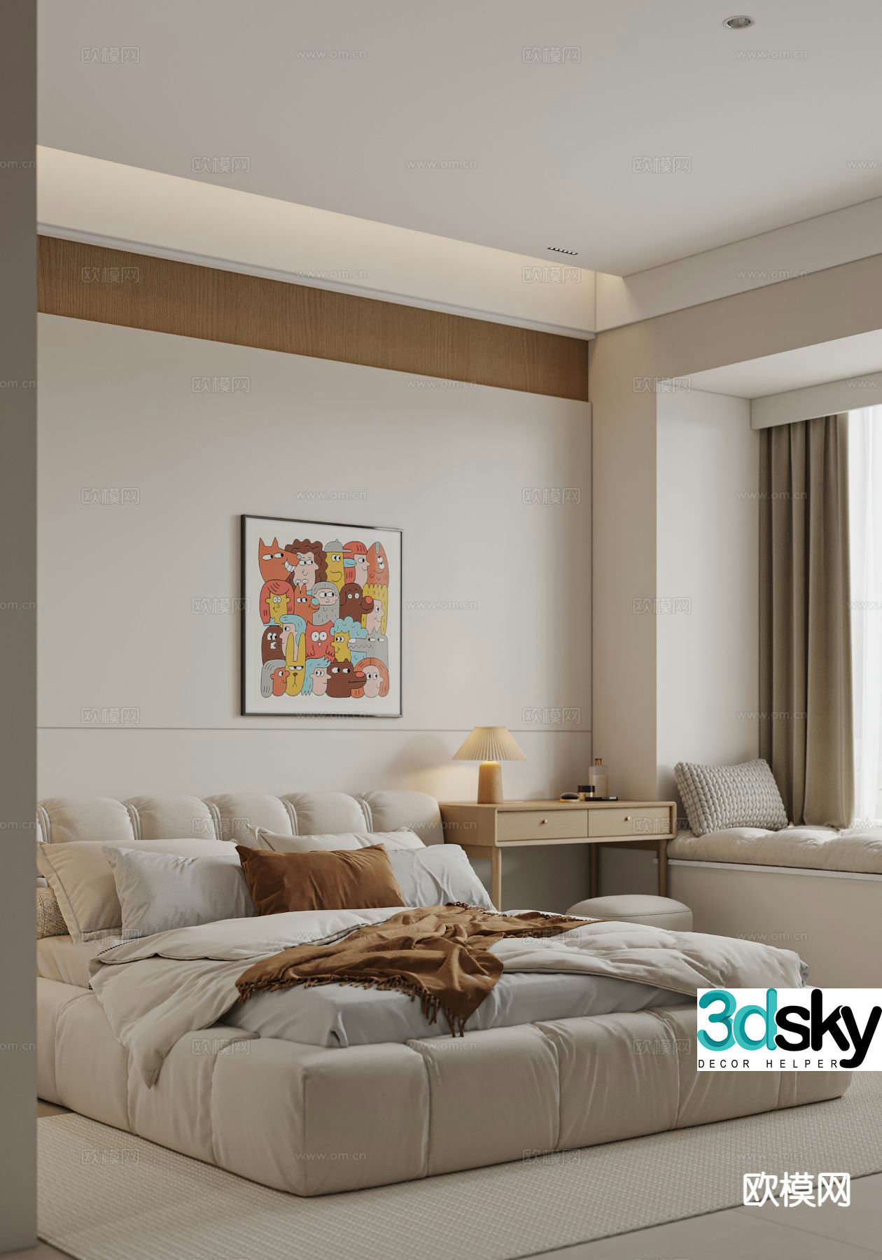 Modern bedroom master bedroom 3d model
