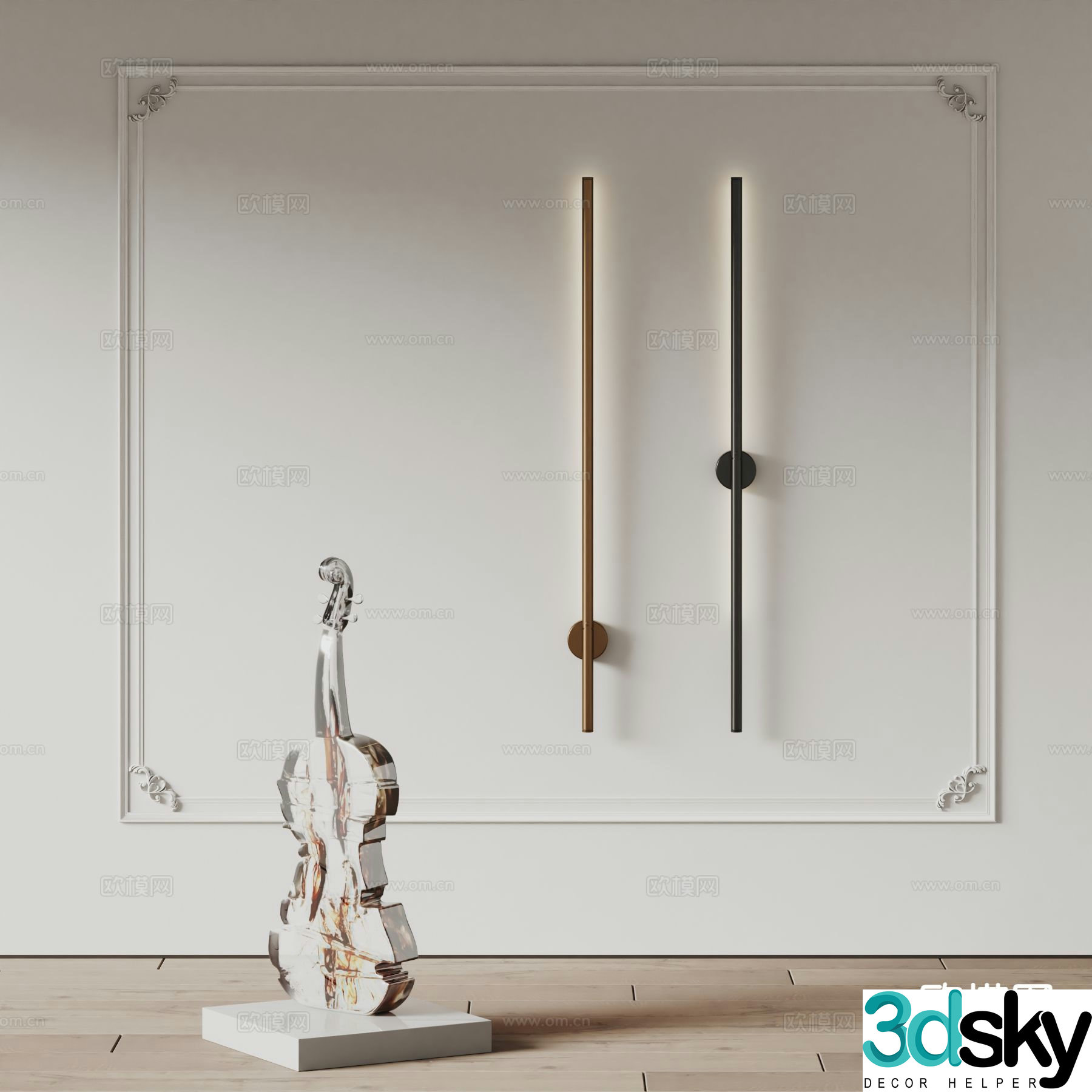 poliform long wall lamp 3d model
