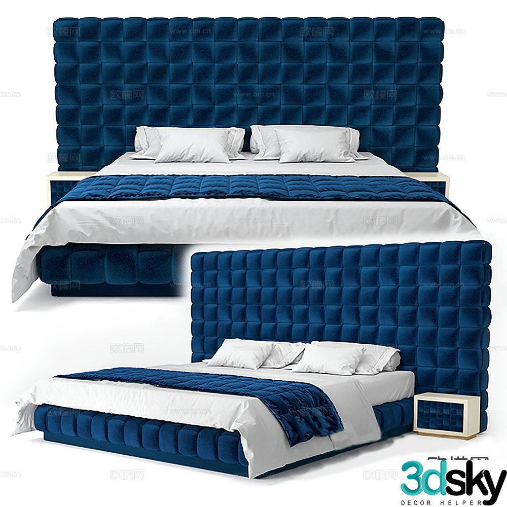 Modern double bed 3d model