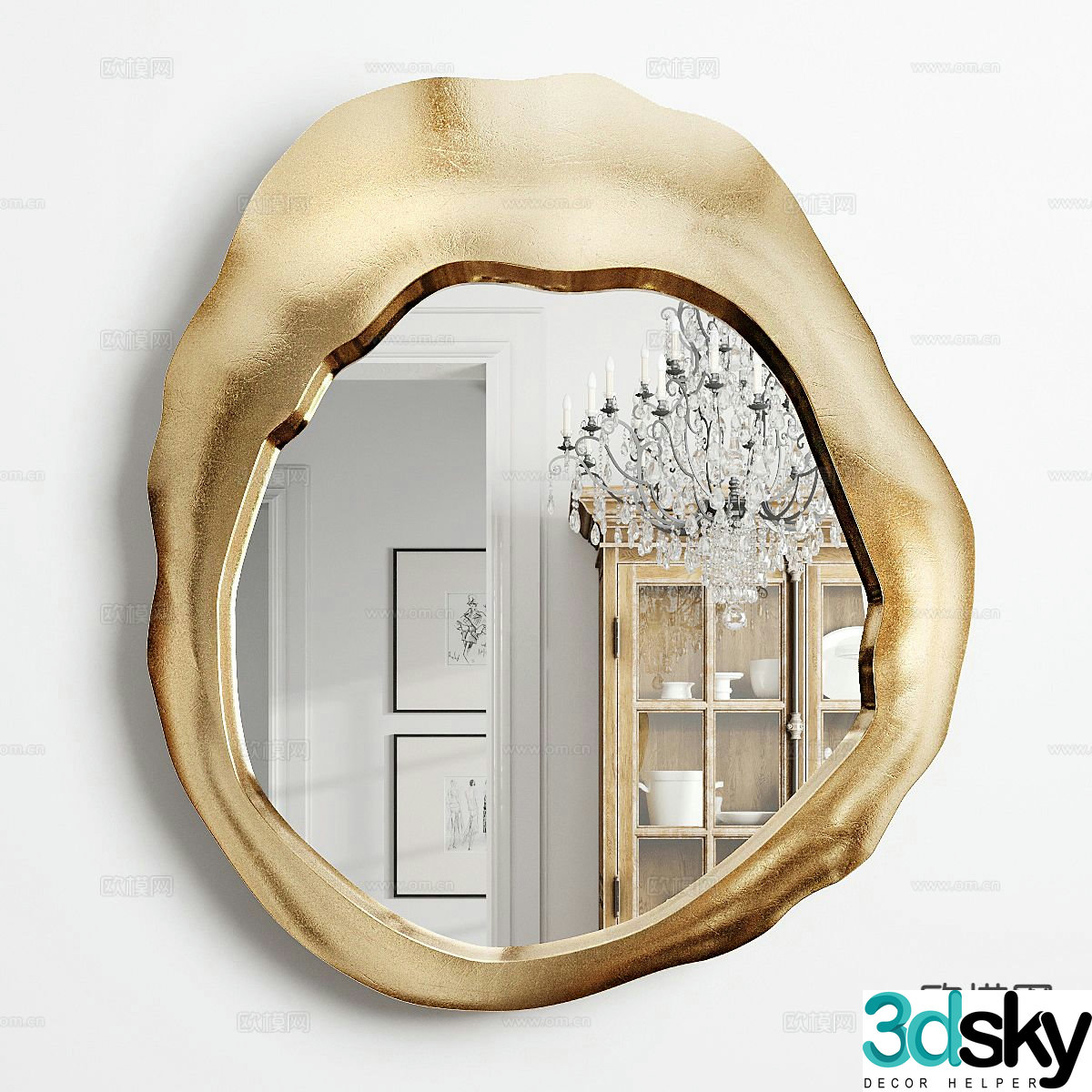 Light luxury mirror decorative mirror 3d model