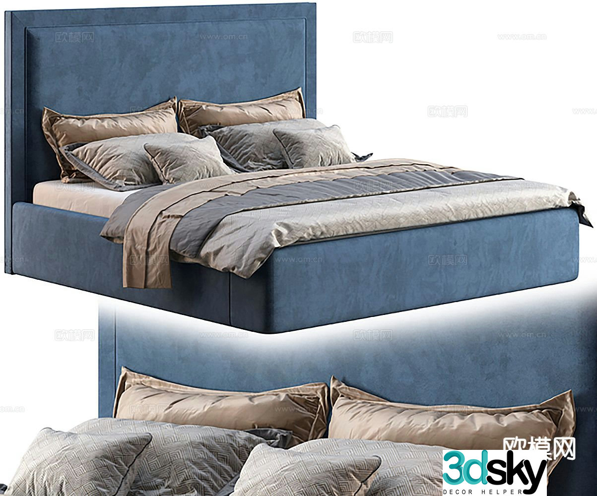 Modern double bed 3d model