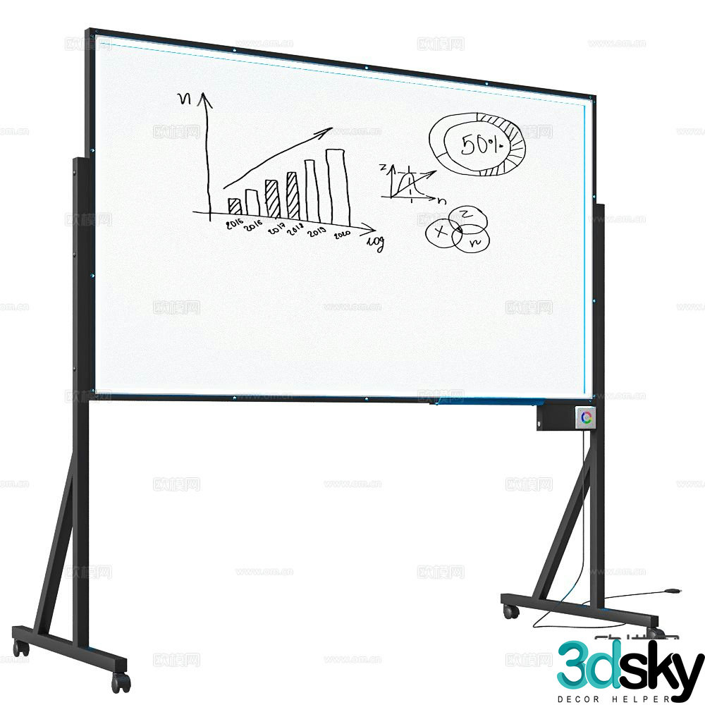 ASKELL mobile blackboard whiteboard display stand 3d model