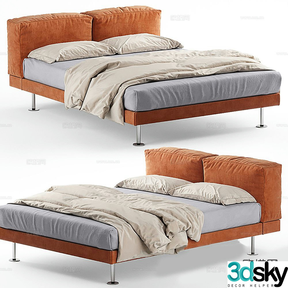 Modern double bed 3d model