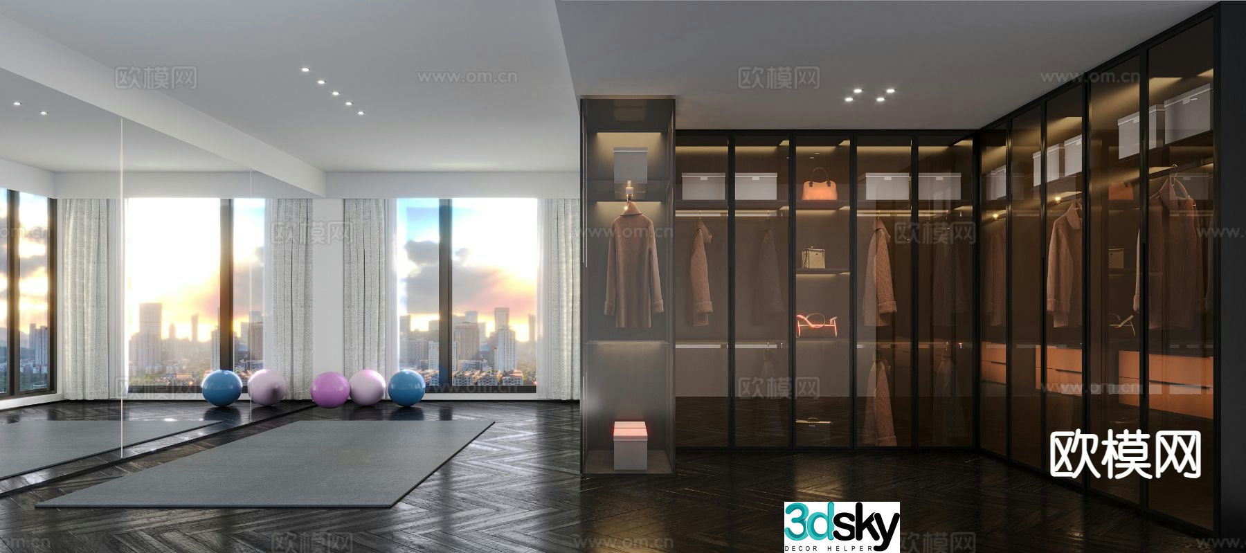 Home Yoga Room Cloakroom 3D Model