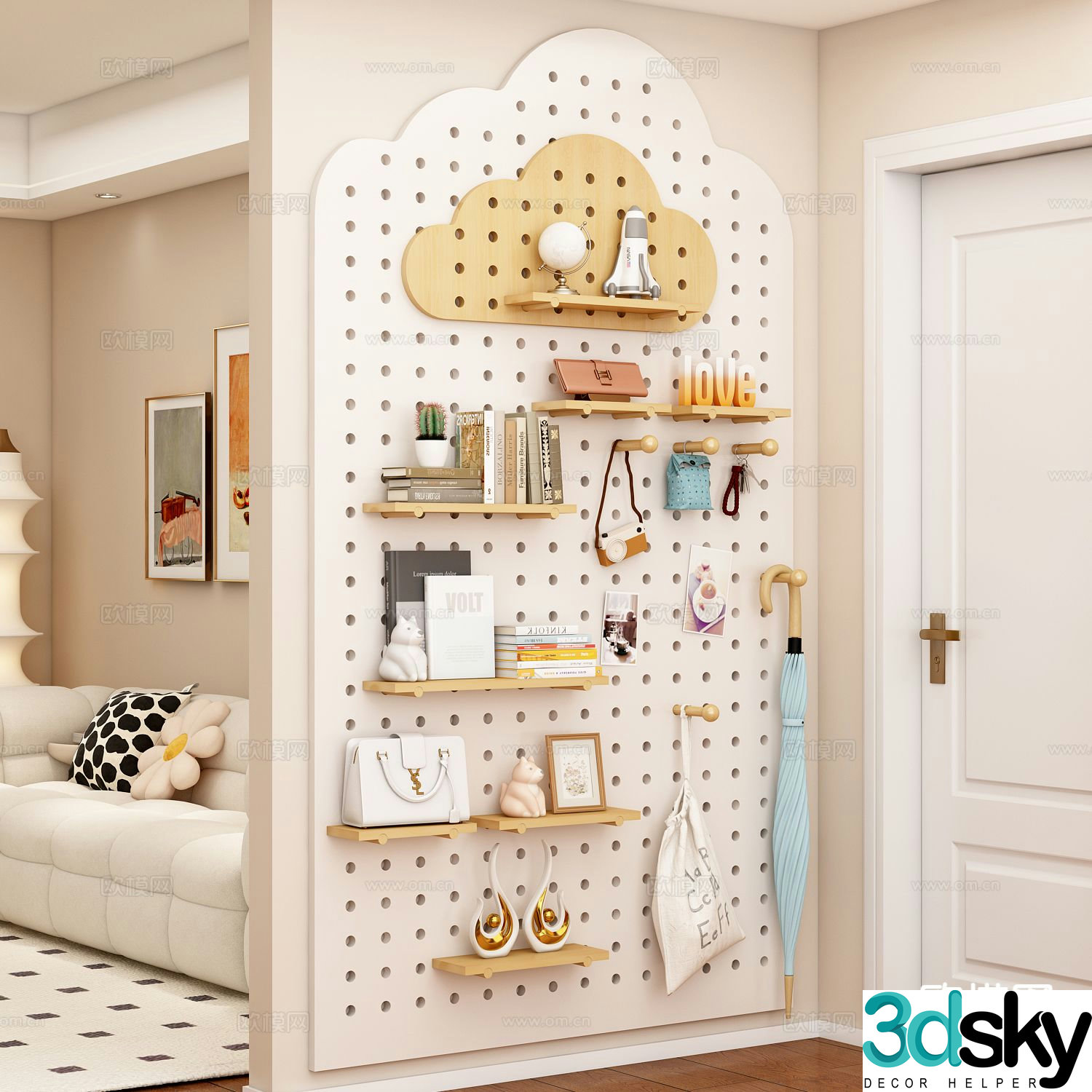 Wall decorative panels perforated panels jewelry ornaments 3D model
